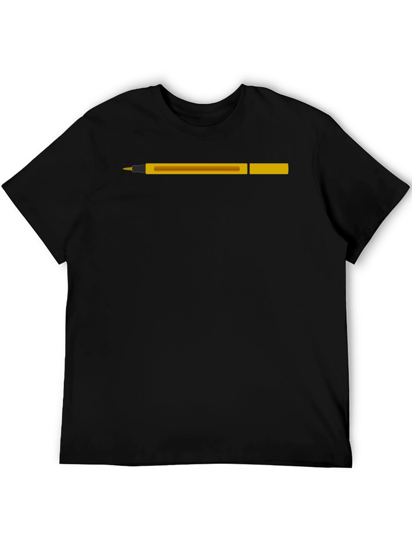 Novelty Pen Graphic Tee - Black Cotton T-Shirt
