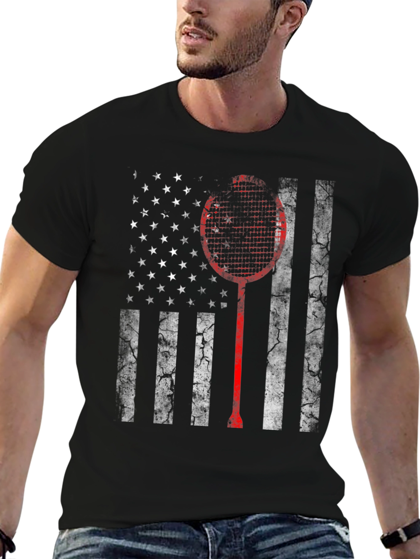 American Flag Badminton Graphic Tee