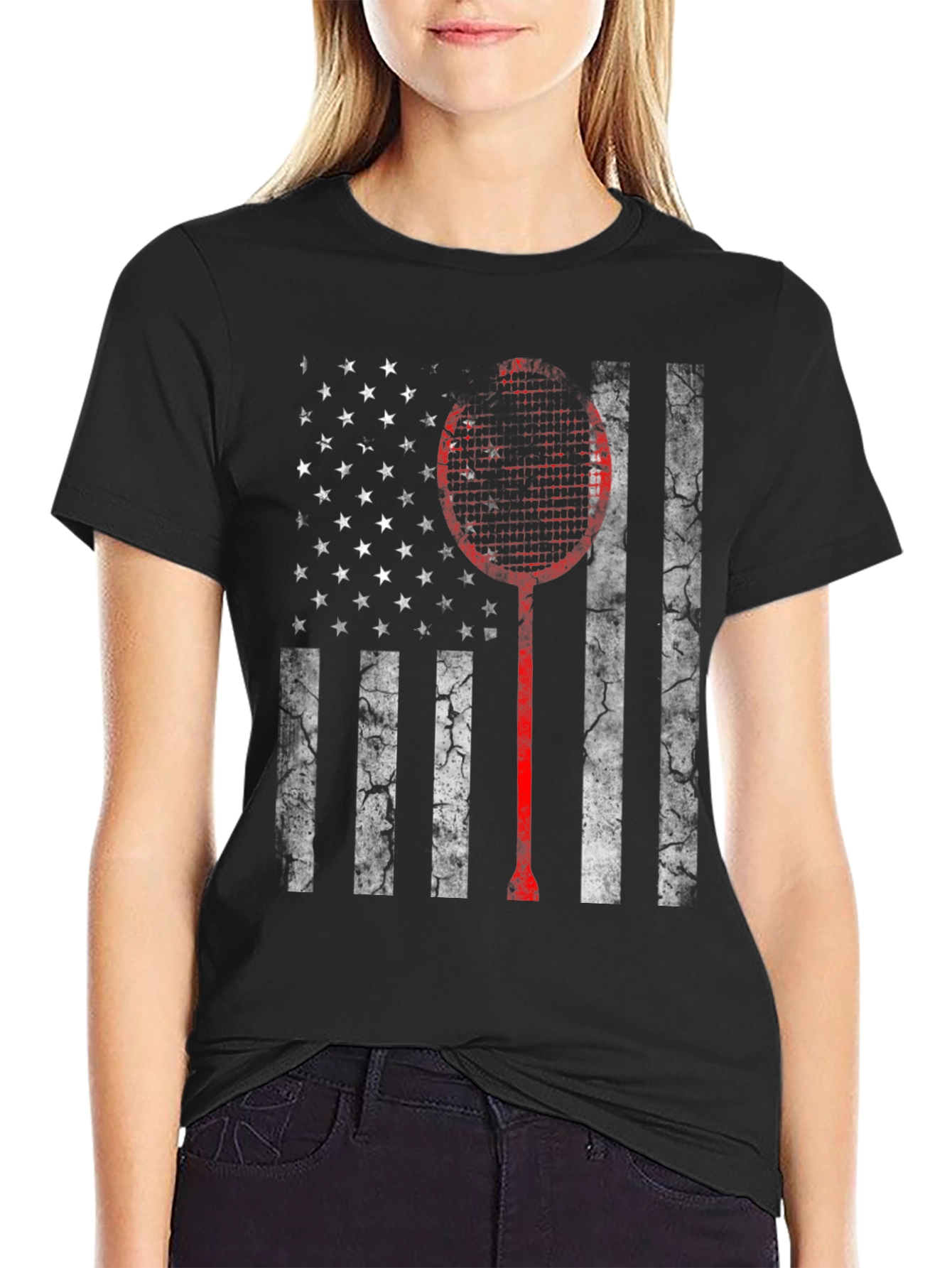American Flag Badminton Graphic Tee