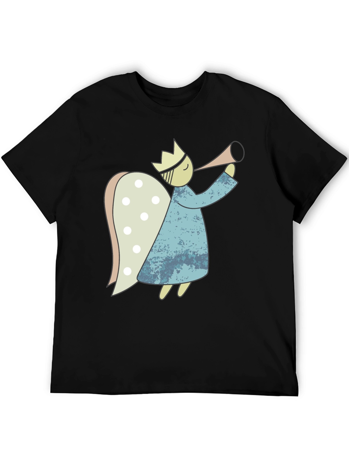 Angel Graphic Tee - Black Cotton Casual Shirt