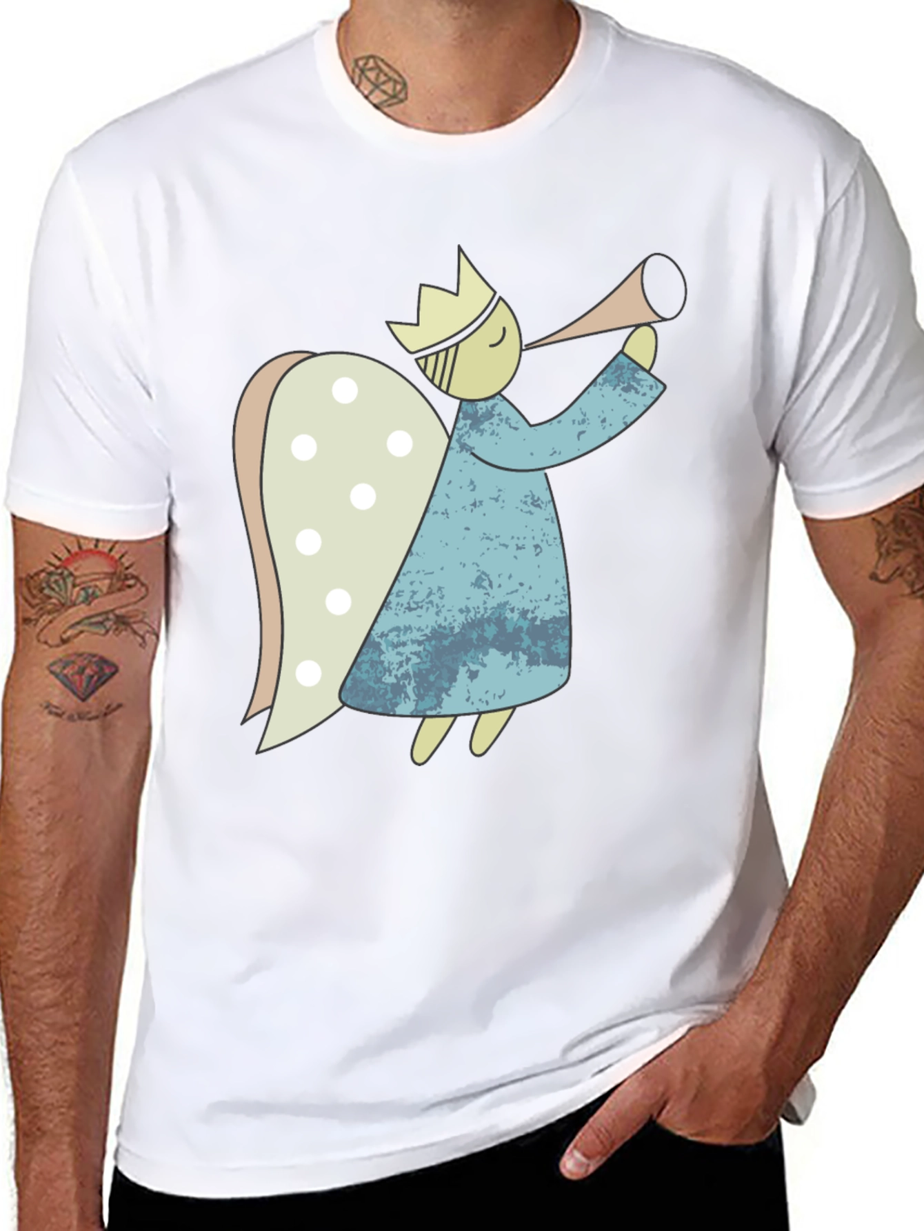 Angel Graphic Tee - Black Cotton Casual Shirt