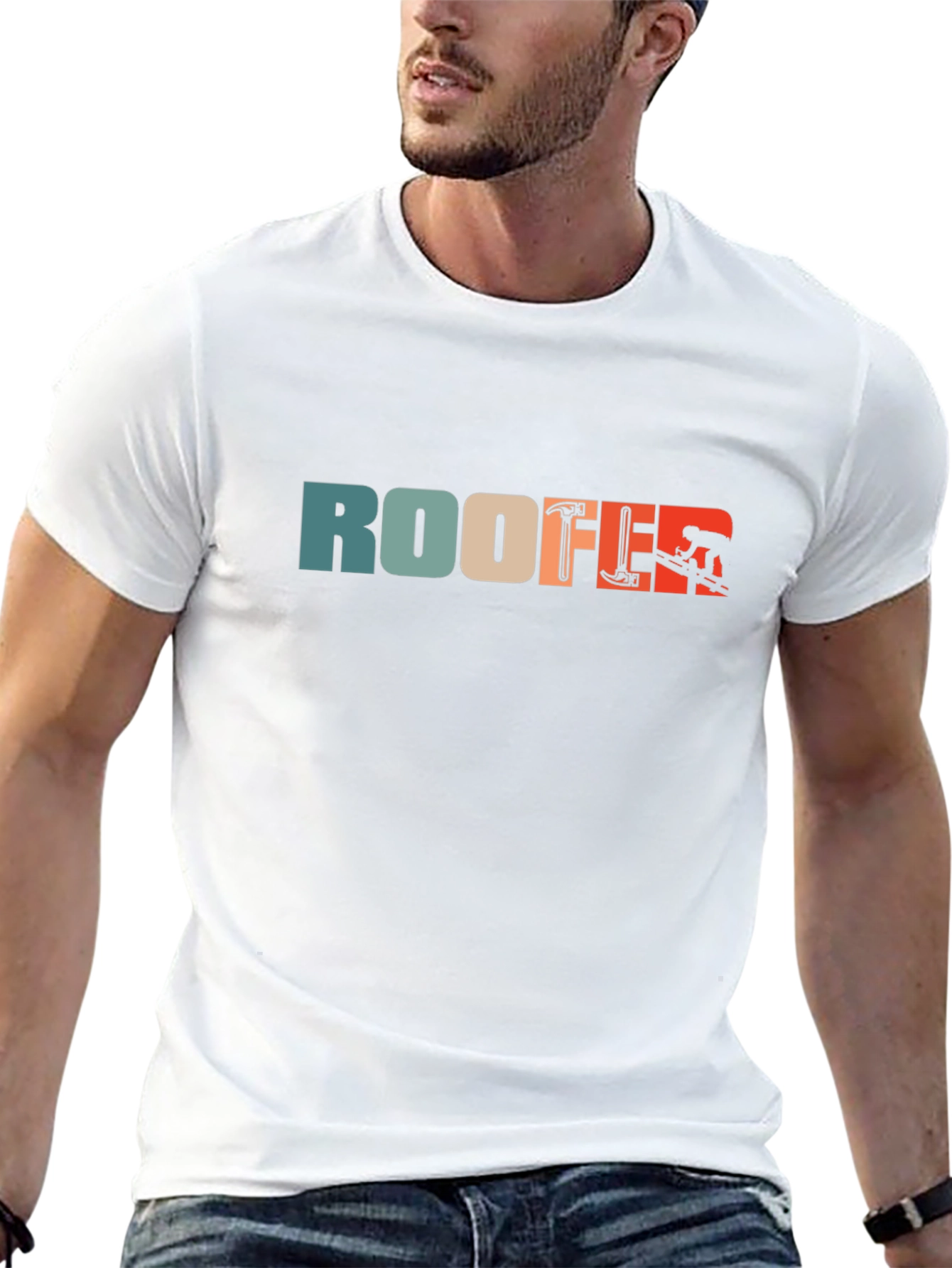 Roofer Retro Graphic Tee - Black Cotton