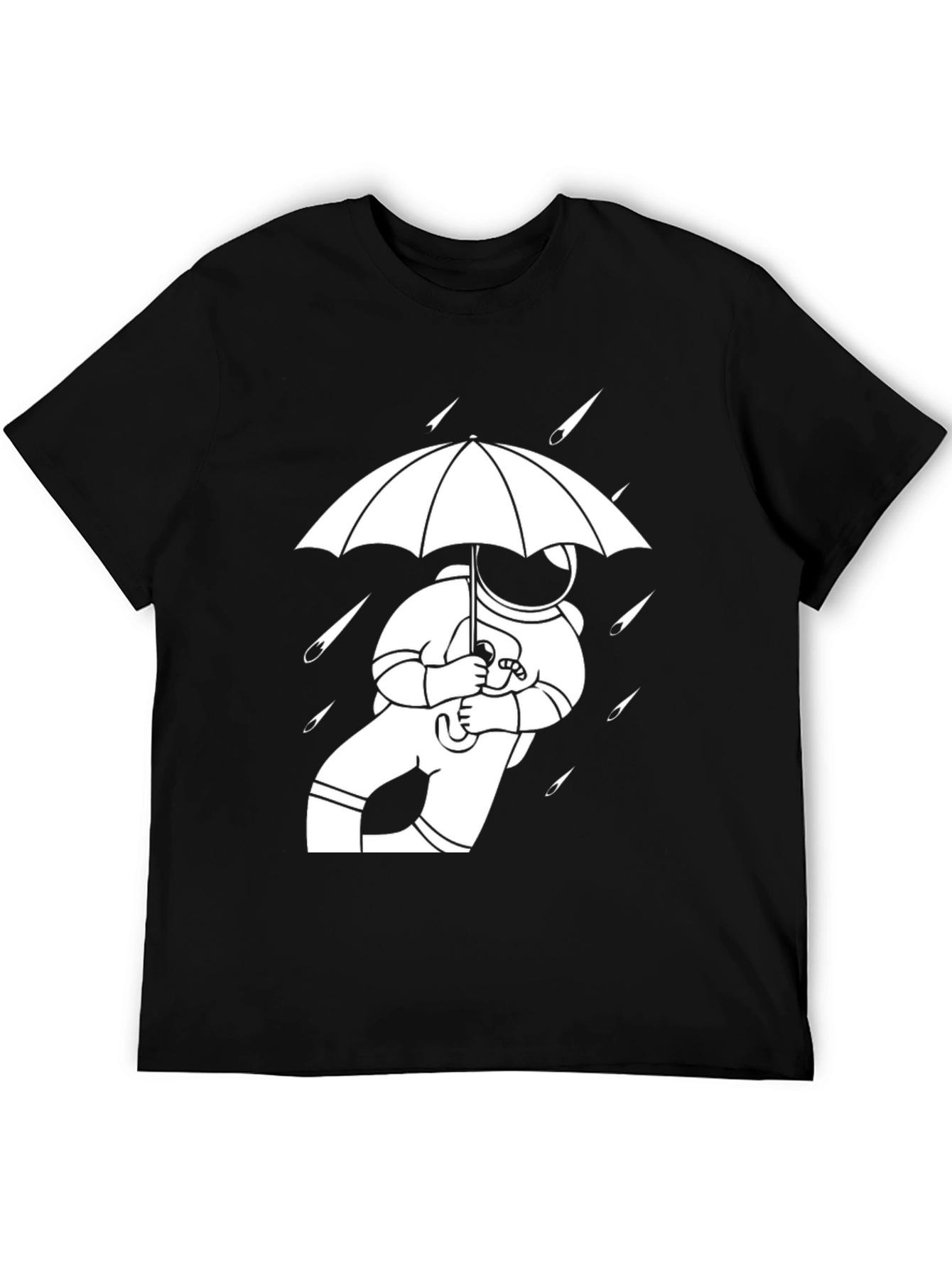 Astronaut Umbrella Black T-Shirt