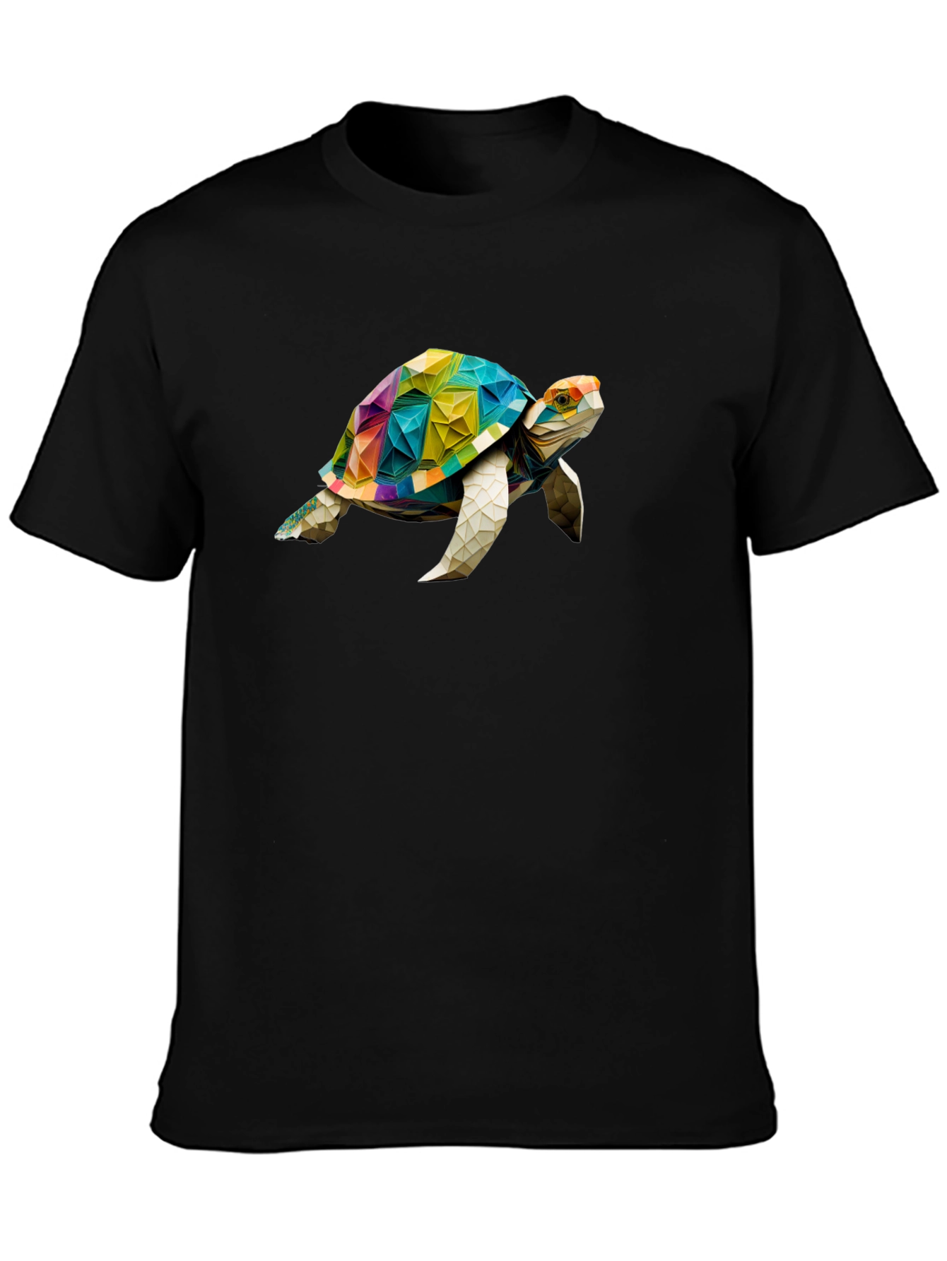 Geometric Turtle Graphic T-Shirt - Stylish Black Tee