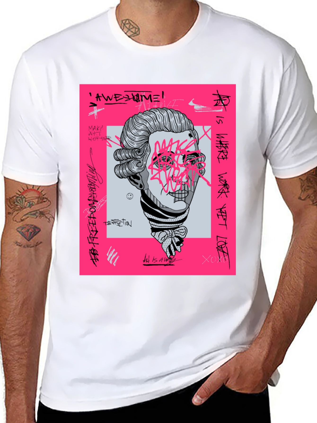 Abstract Mozart Graphic Tee - Trendy Streetwear