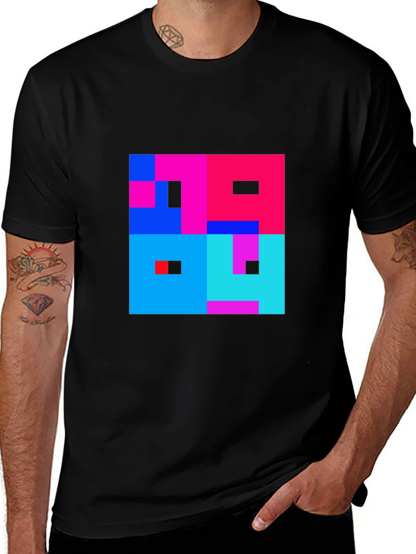 Abstract Pixel Art Graphic Tee - Stylish Comfort