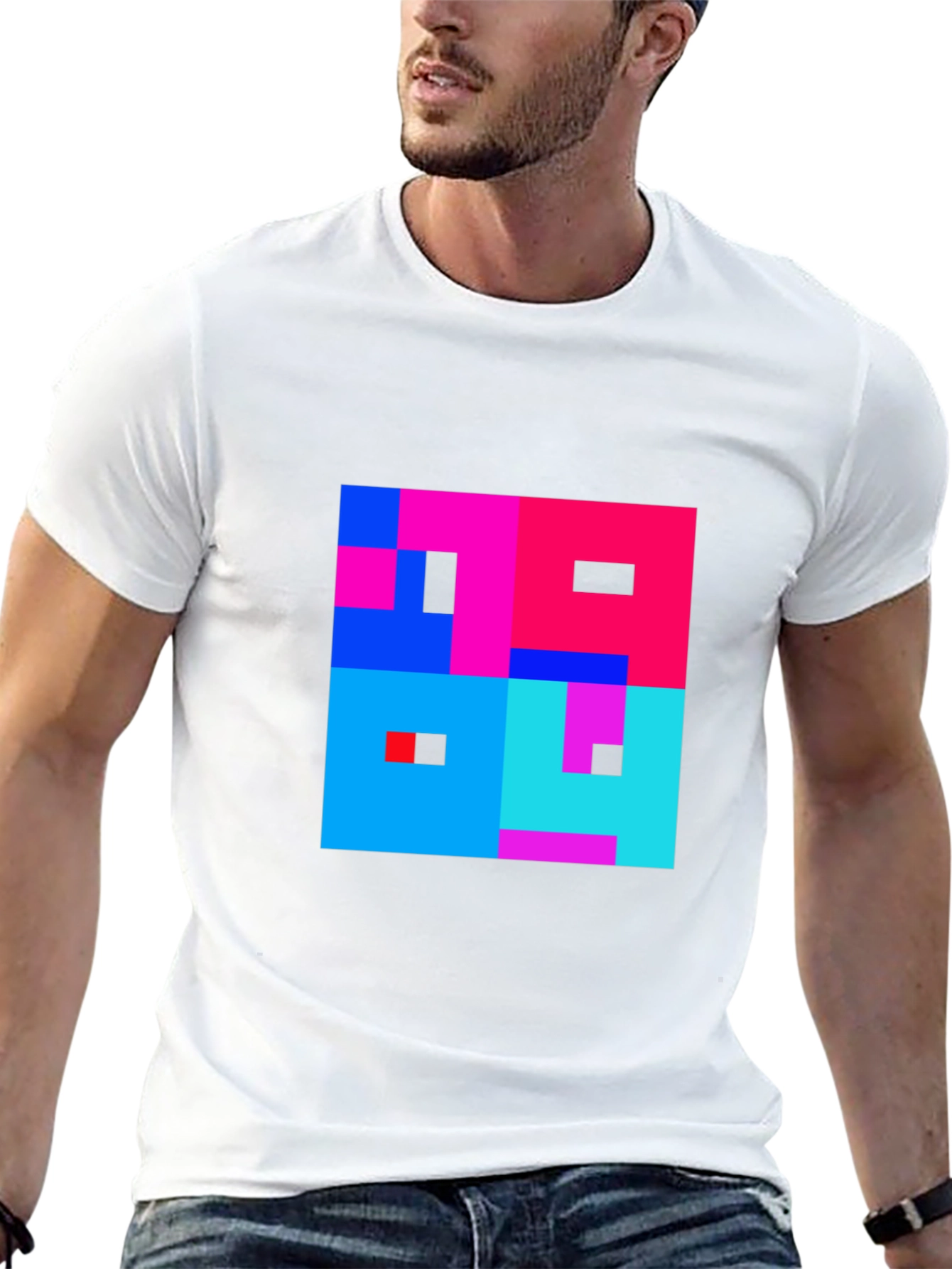 Abstract Pixel Art Graphic Tee - Stylish Comfort