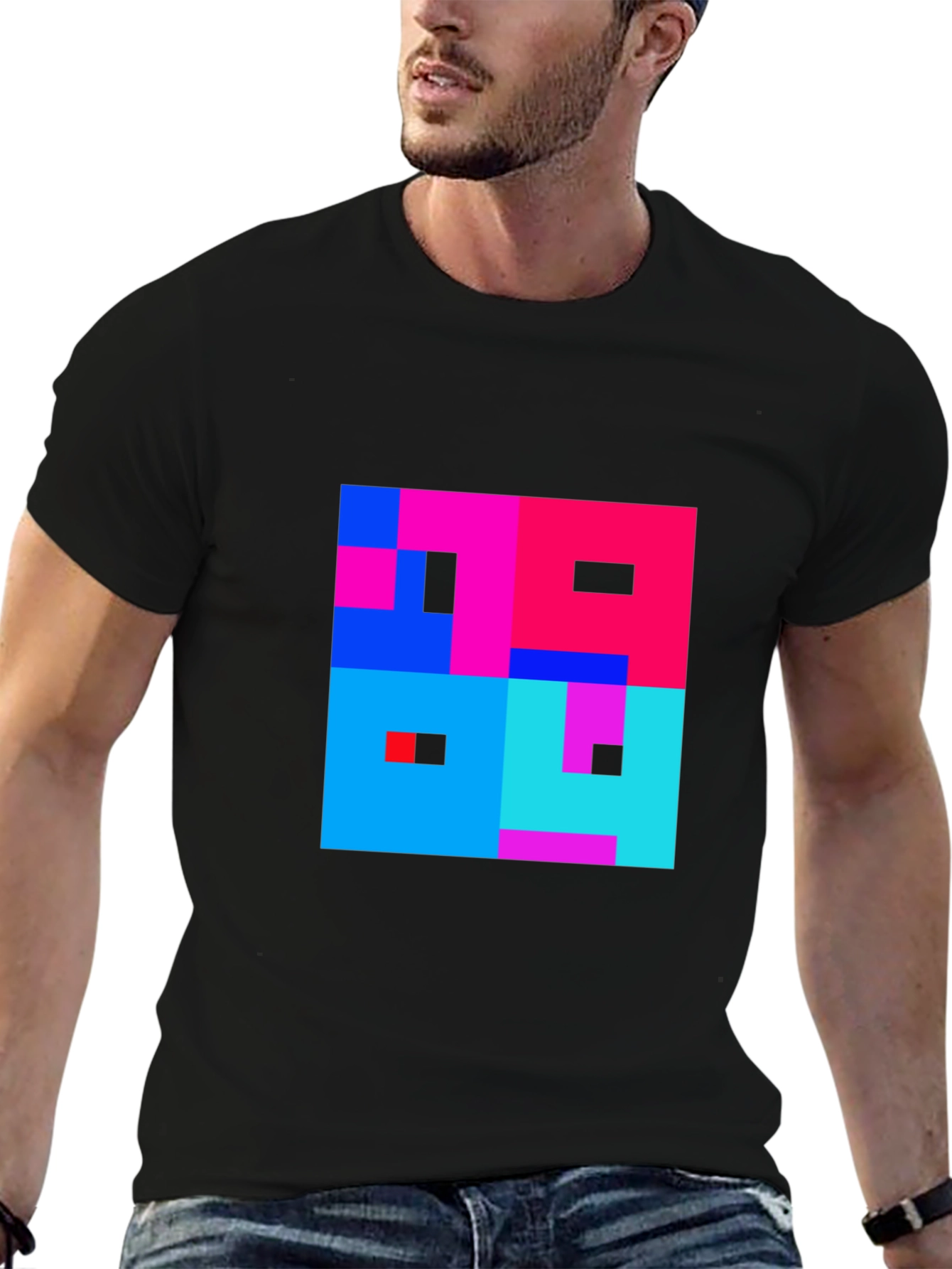 Abstract Pixel Art Graphic Tee - Stylish Comfort