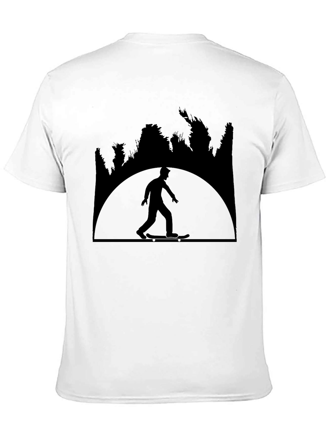Skateboarder Silhouette Graphic Tee - Black Cotton Shirt