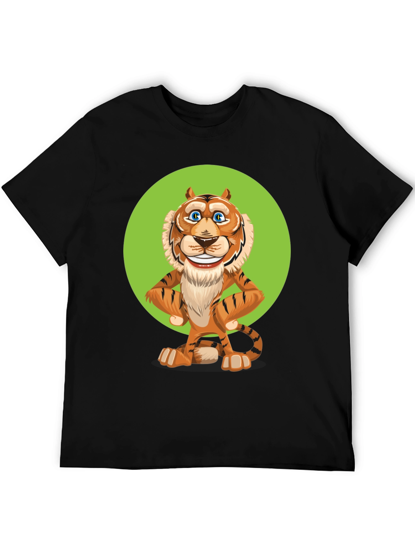 Cartoon Tiger Graphic Tee - Unisex Black T-Shirt