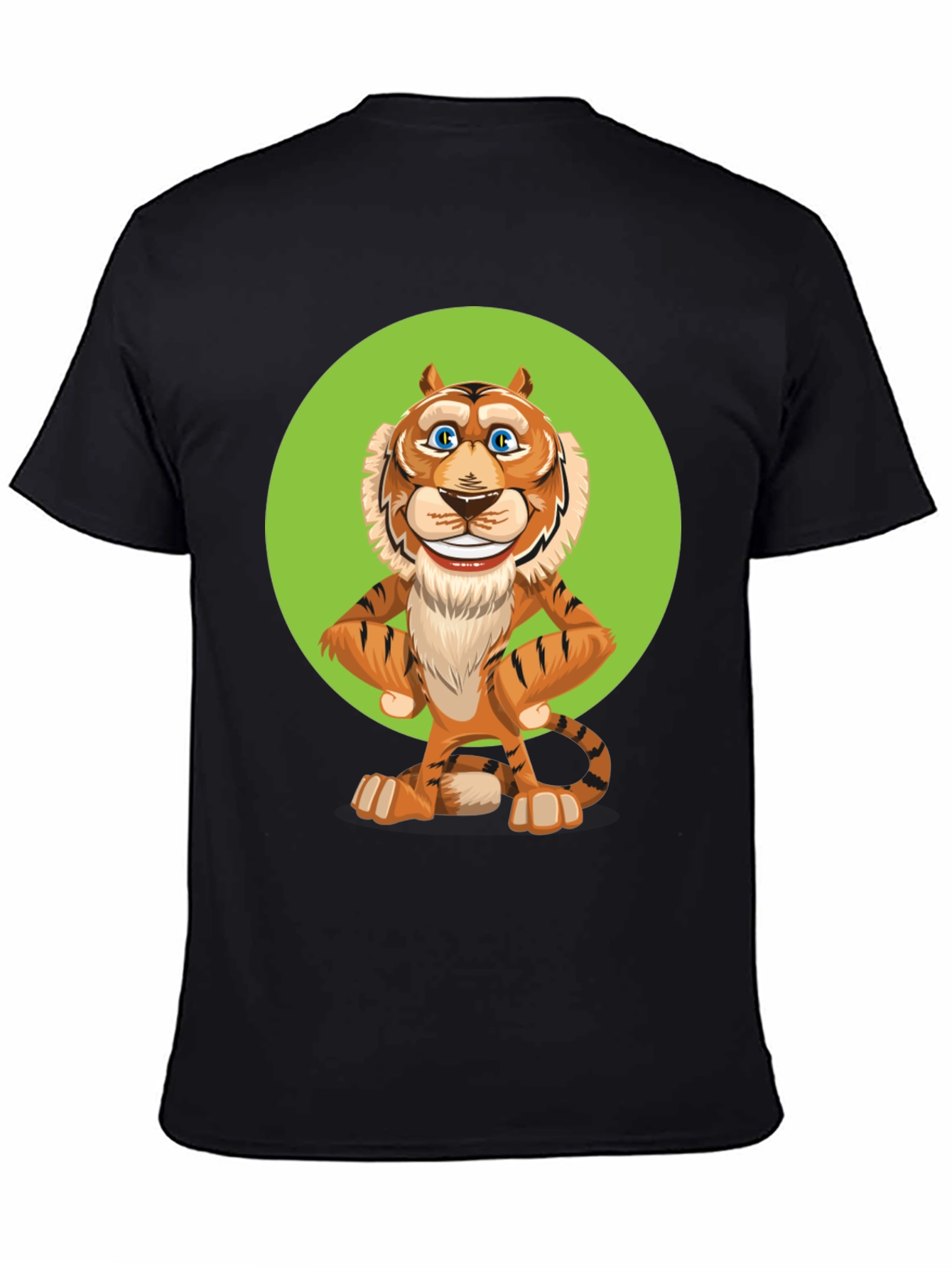 Cartoon Tiger Graphic Tee - Unisex Black T-Shirt