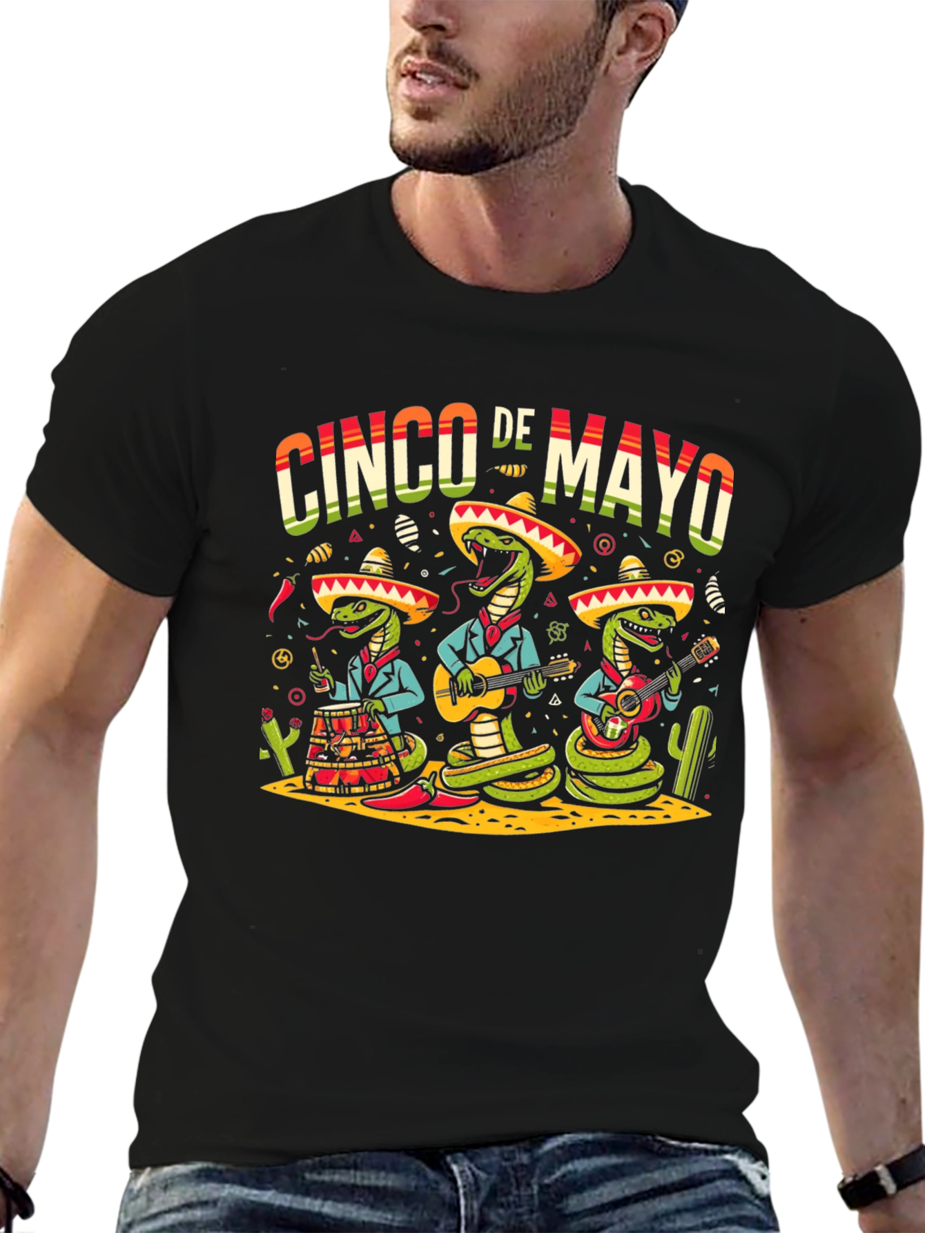 Cinco De Mayo Snake Band Graphic T-Shirt