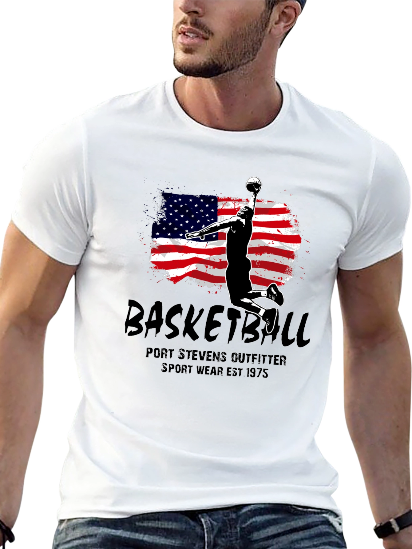 Basketball USA Flag Graphic T-Shirt