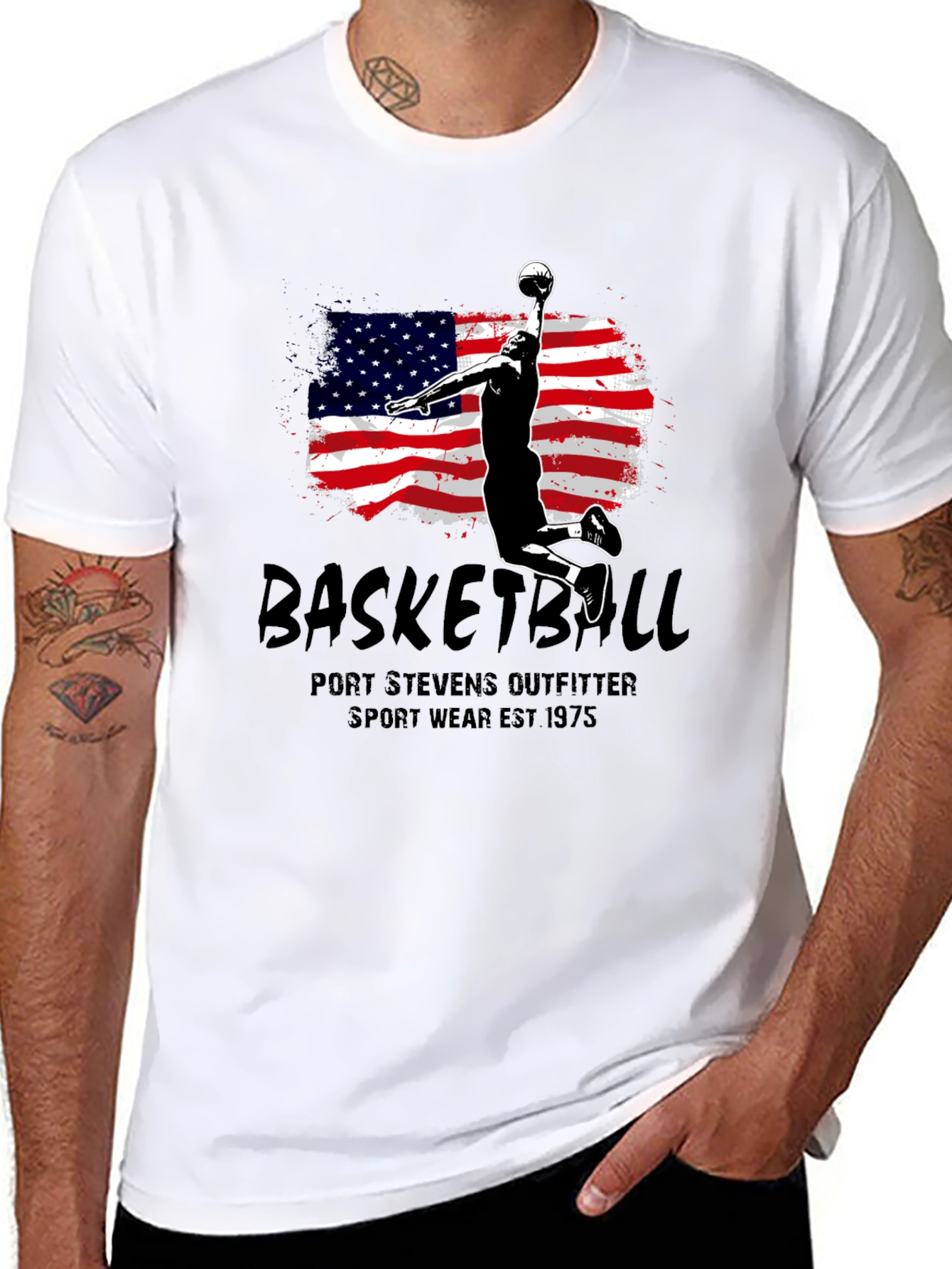 Basketball USA Flag Graphic T-Shirt