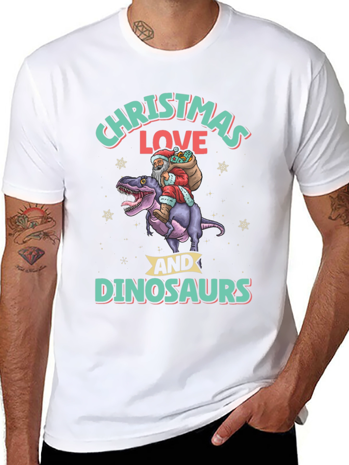 Christmas Love Dinosaurs Graphic T-Shirt