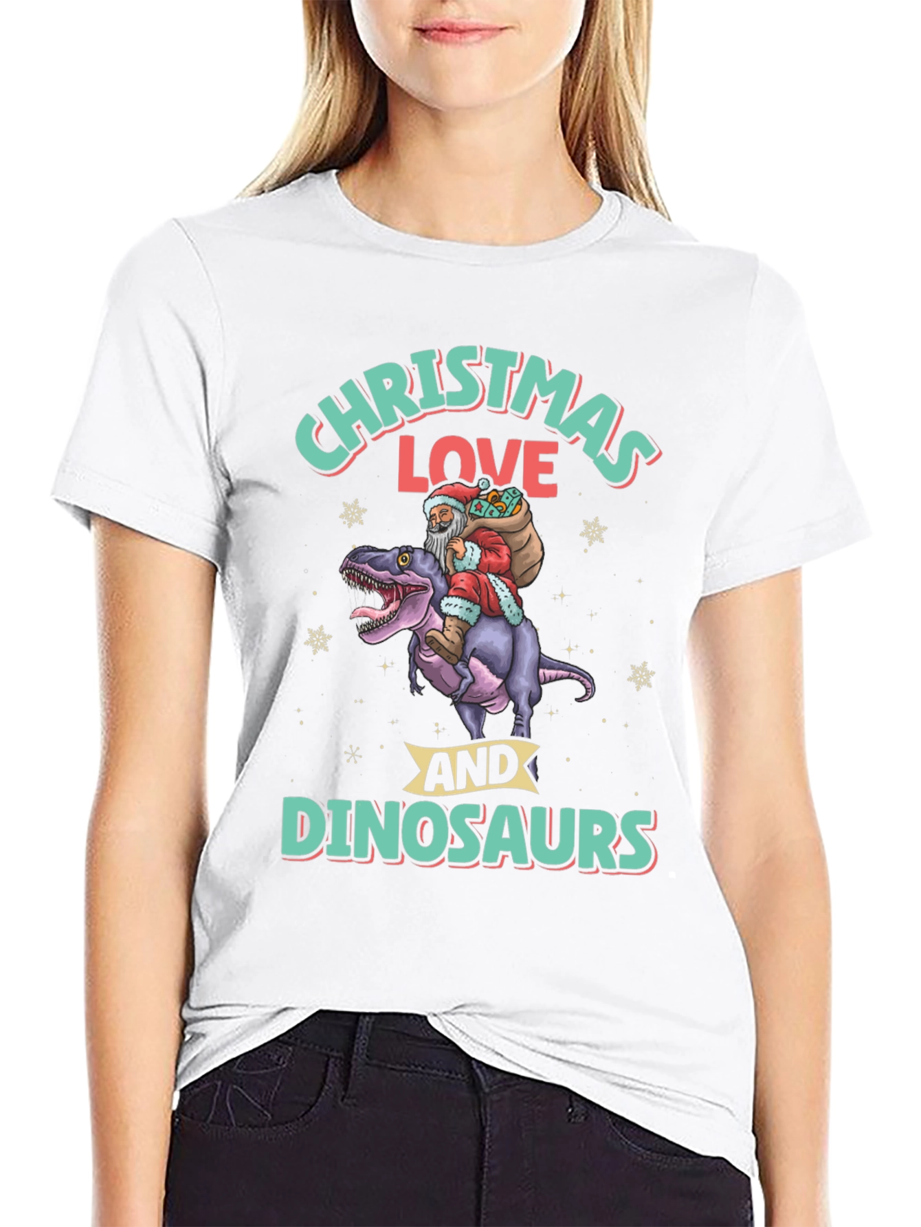 Christmas Love Dinosaurs Graphic T-Shirt