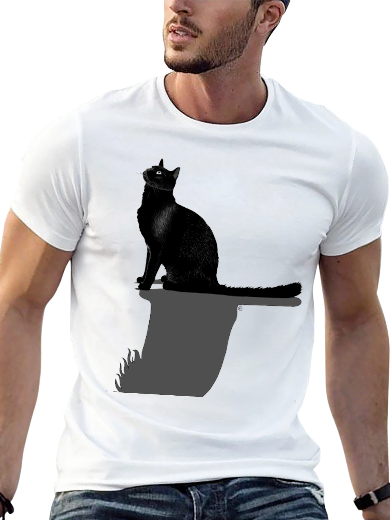 Black Cat on Axe T-Shirt