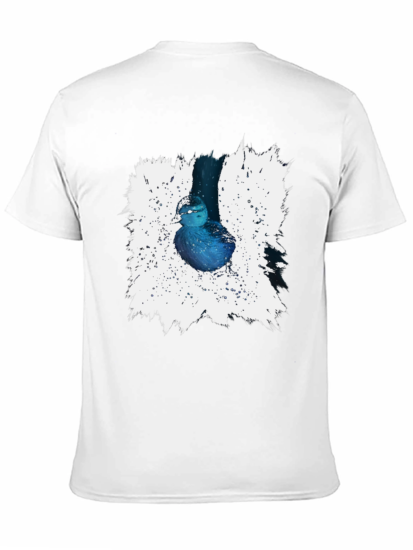 Blue Bird Splash Graphic Tee - Artistic Design