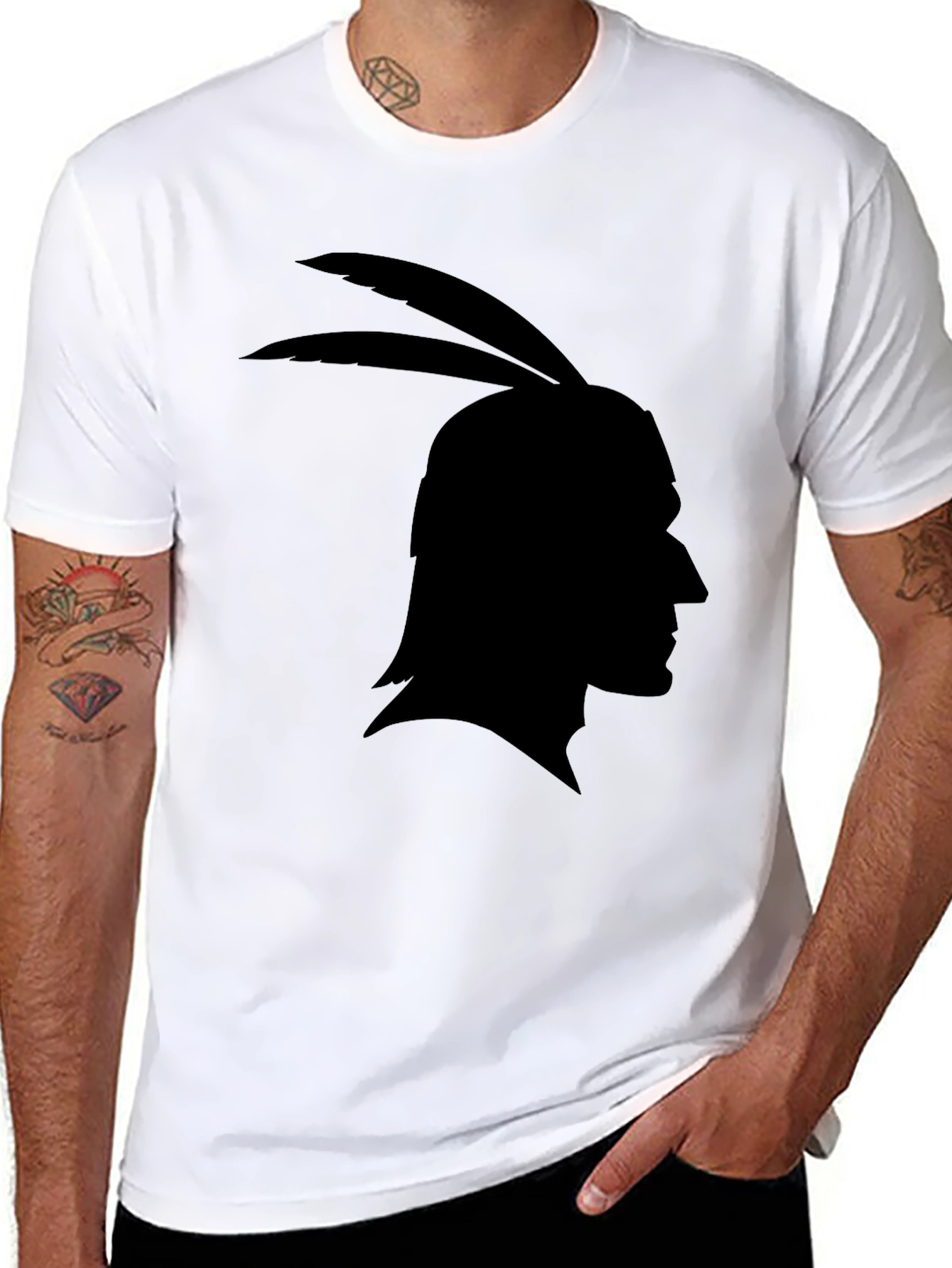 Native American Silhouette Black T-Shirt