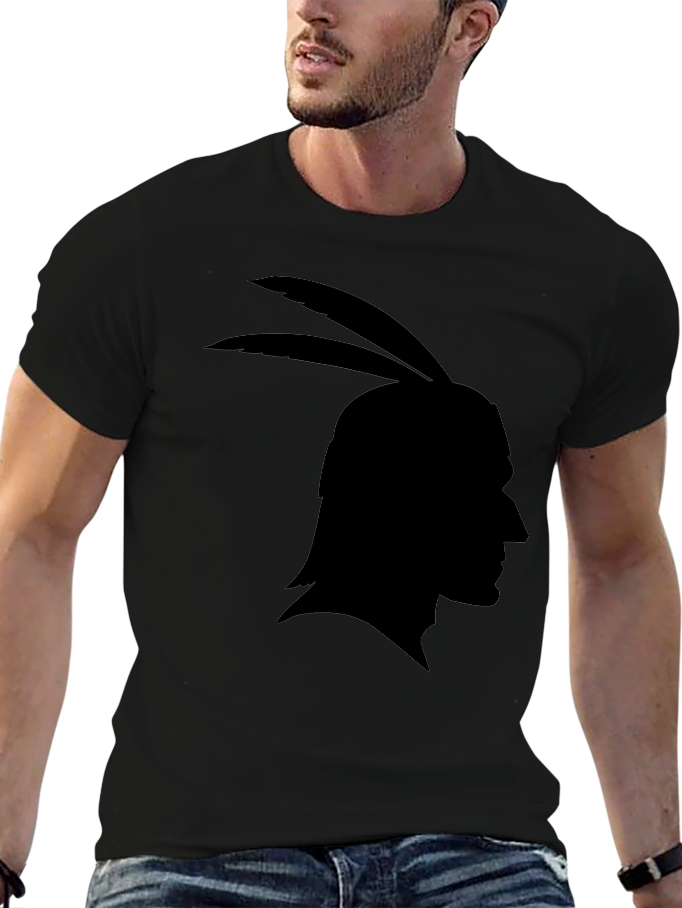 Native American Silhouette Black T-Shirt