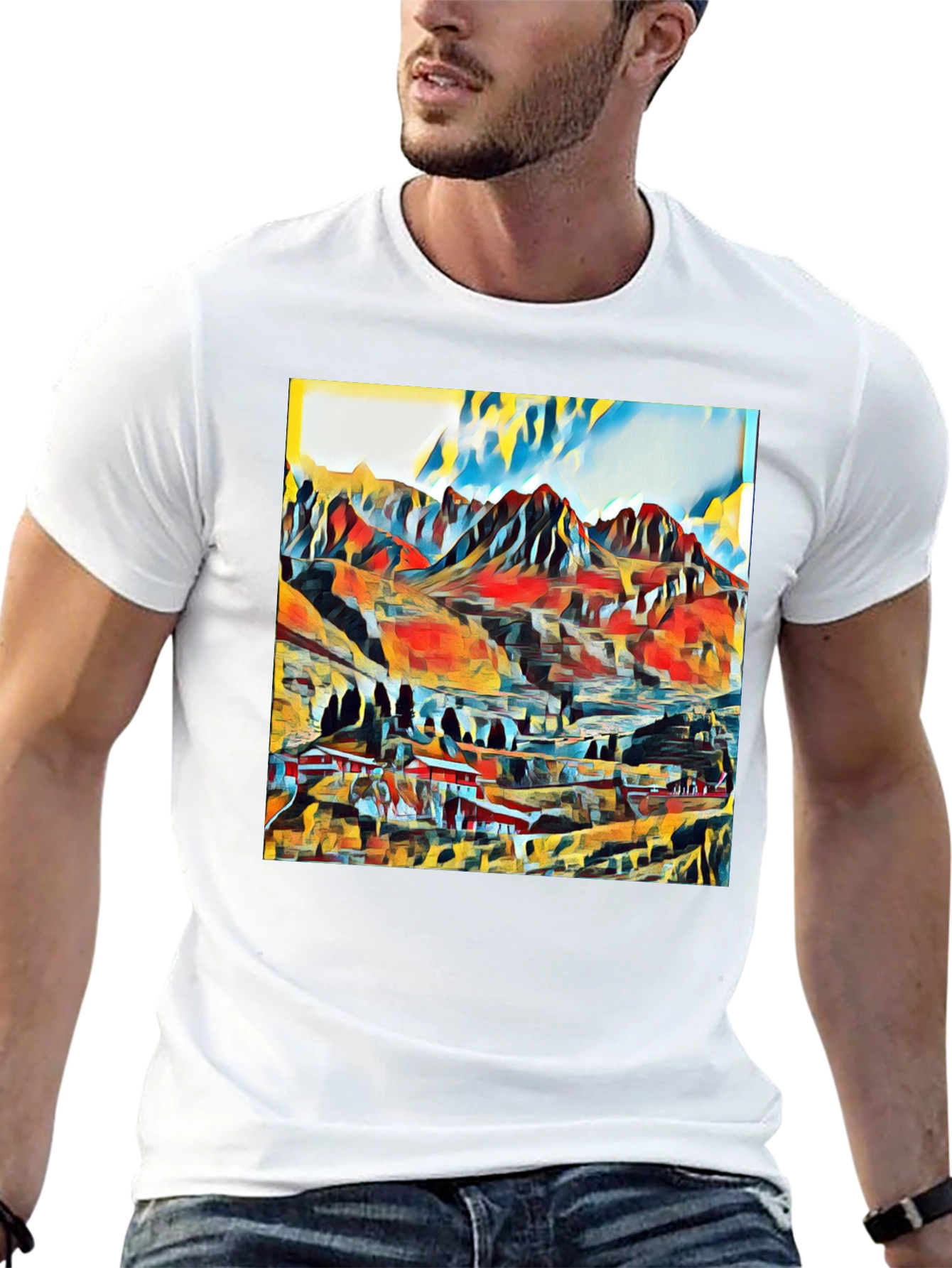Abstract Mountain Graphic T-Shirt