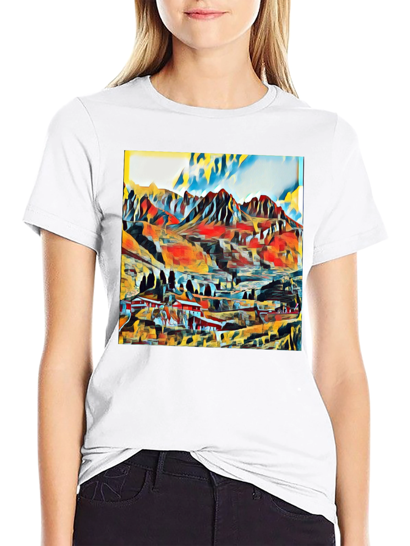 Abstract Mountain Graphic T-Shirt