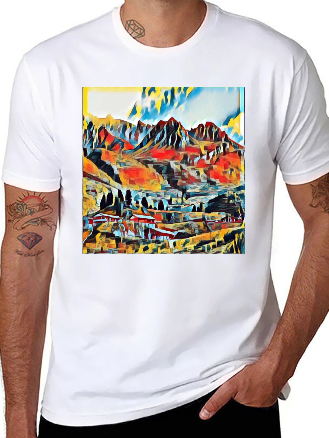 Abstract Mountain Graphic T-Shirt