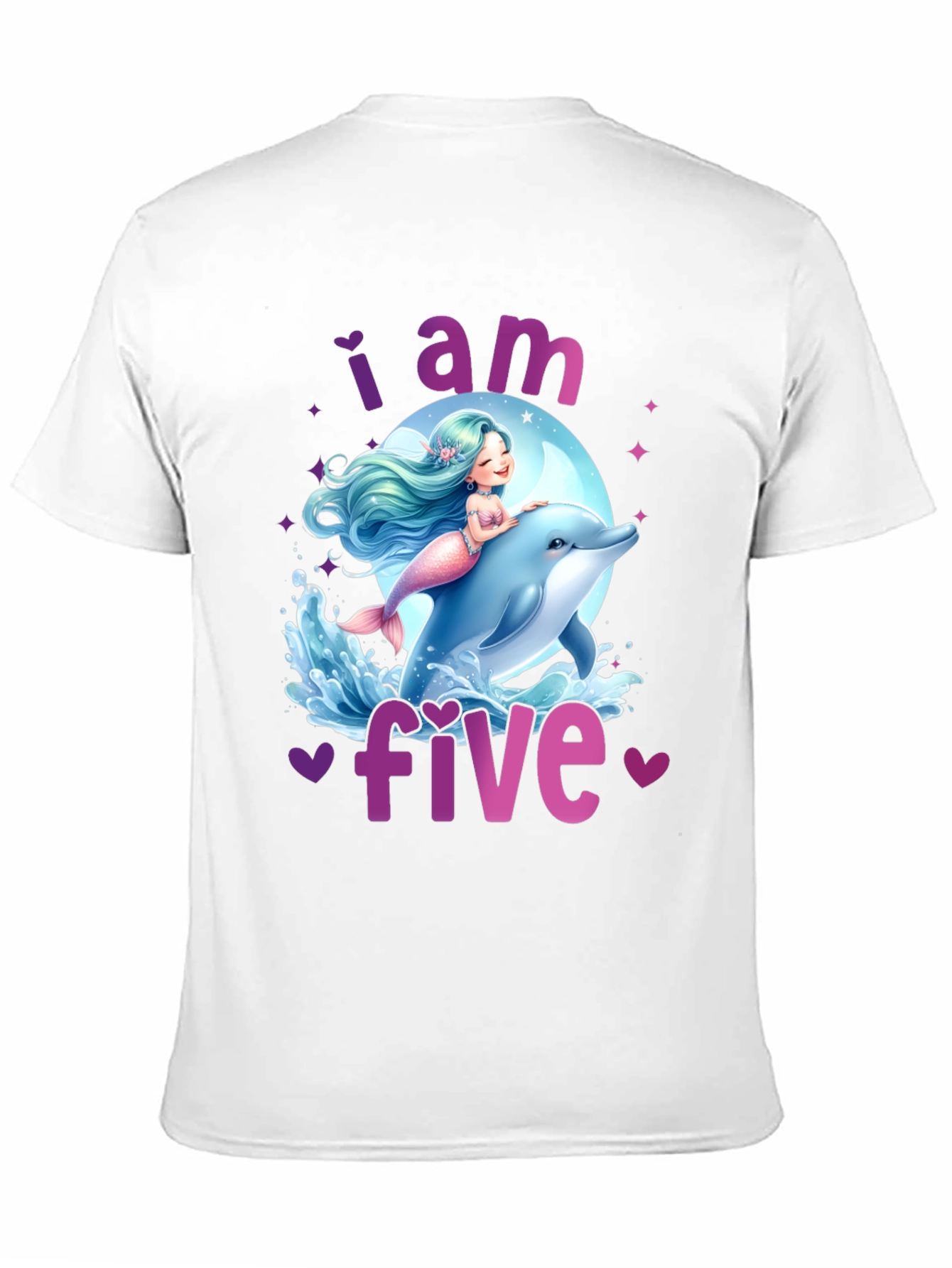 I am Five Mermaid Dolphin Birthday T-Shirt