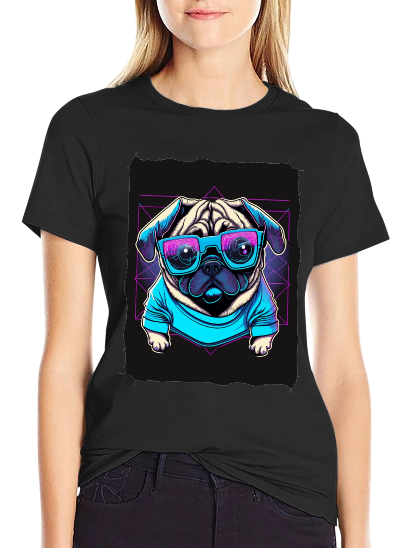 Cool Pug Graphic Tee - Retro Style