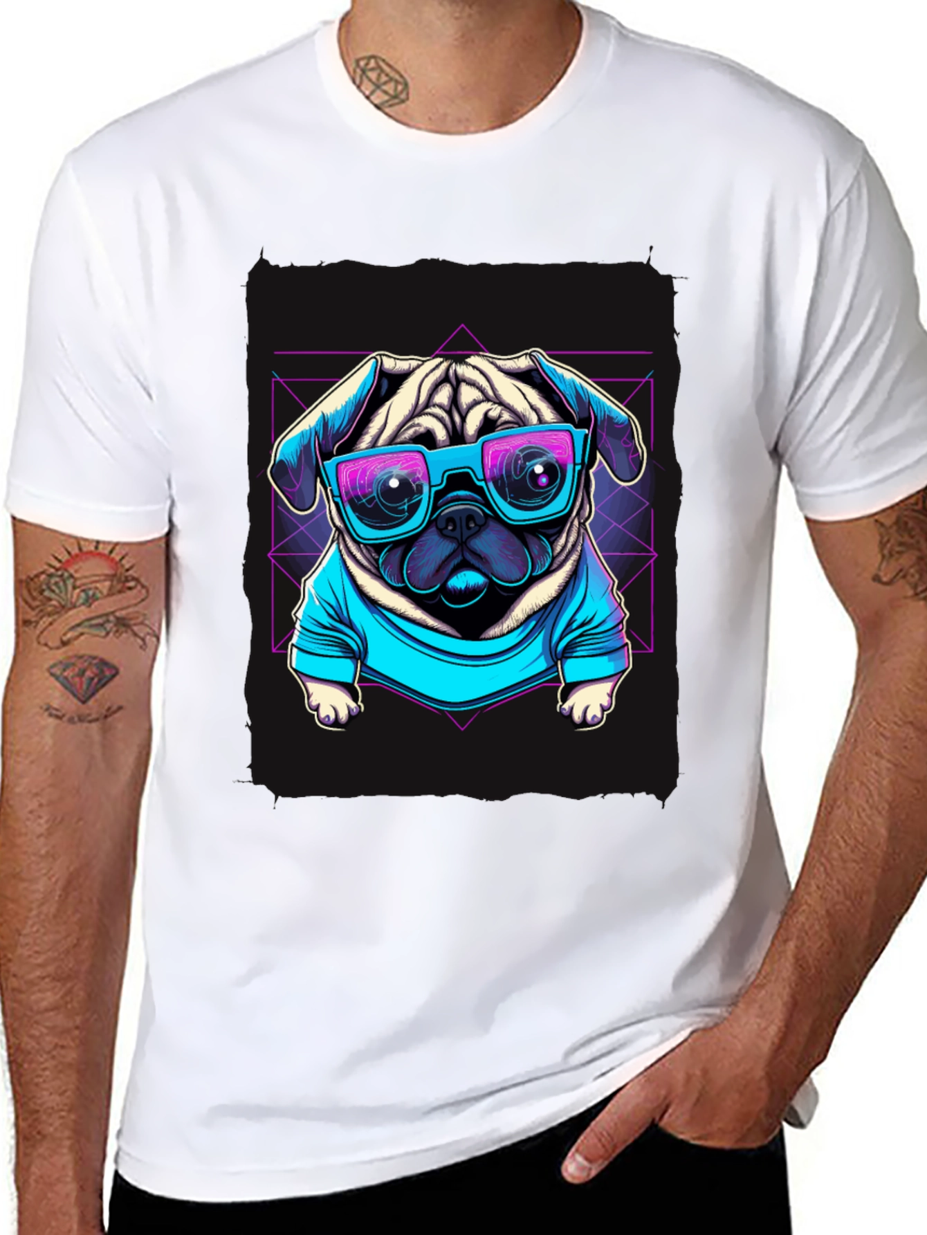 Cool Pug Graphic Tee - Retro Style