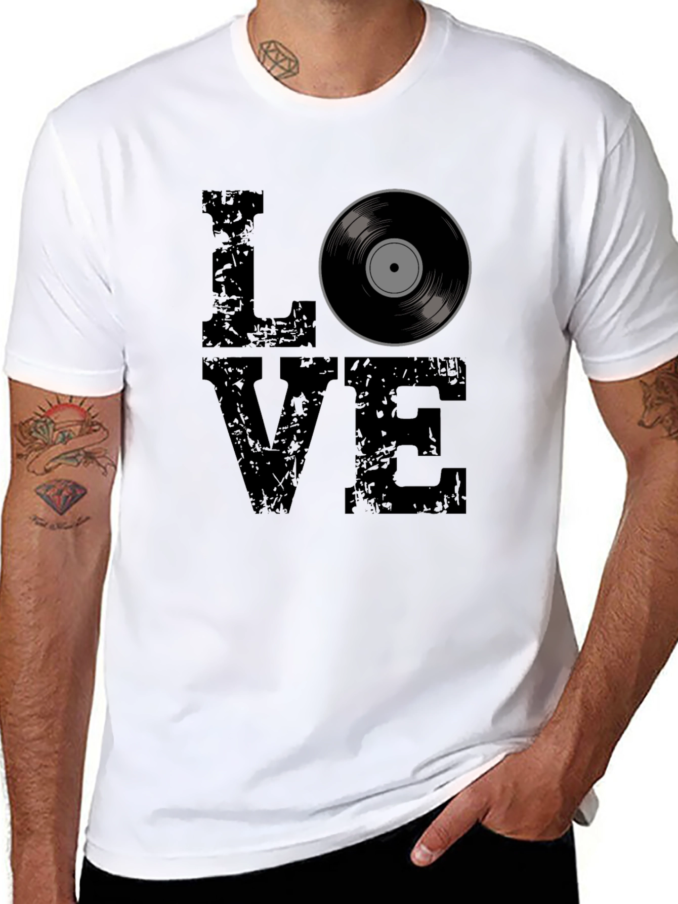 Love Vinyl Record Graphic Print T-Shirt
