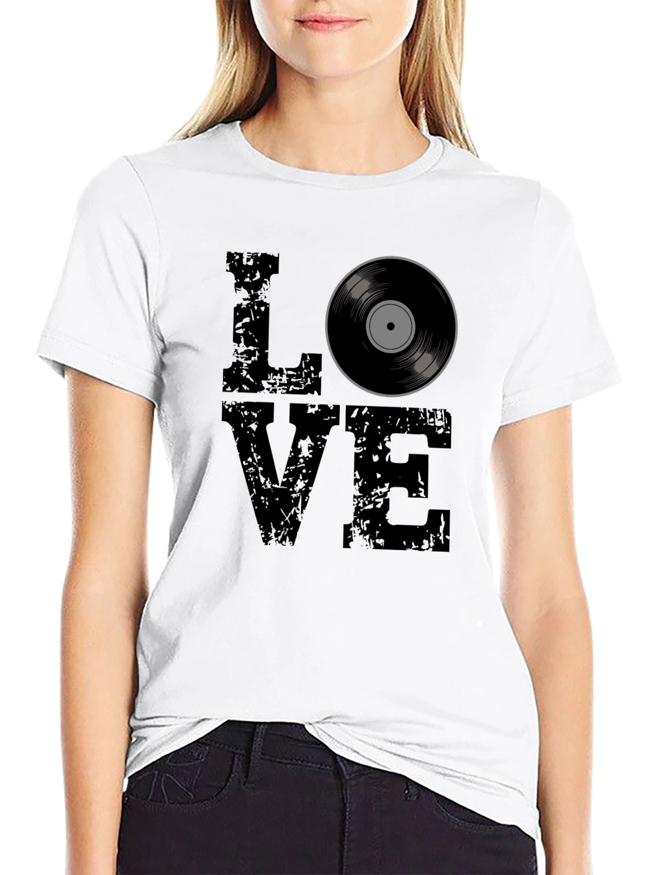 Love Vinyl Record Graphic Print T-Shirt