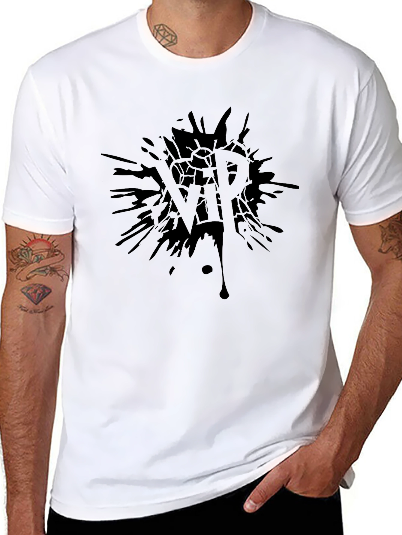 VIP Splatter Graphic Black T-Shirt
