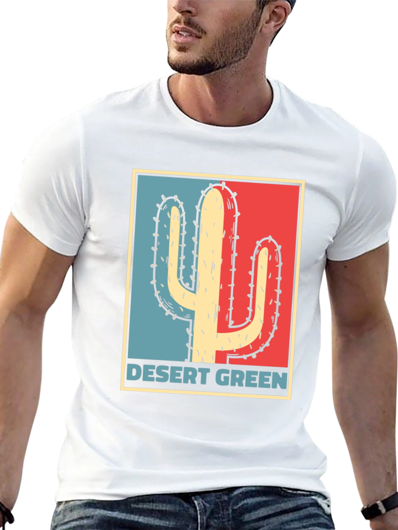 Desert Green Cactus T-Shirt - Retro Graphic Tee