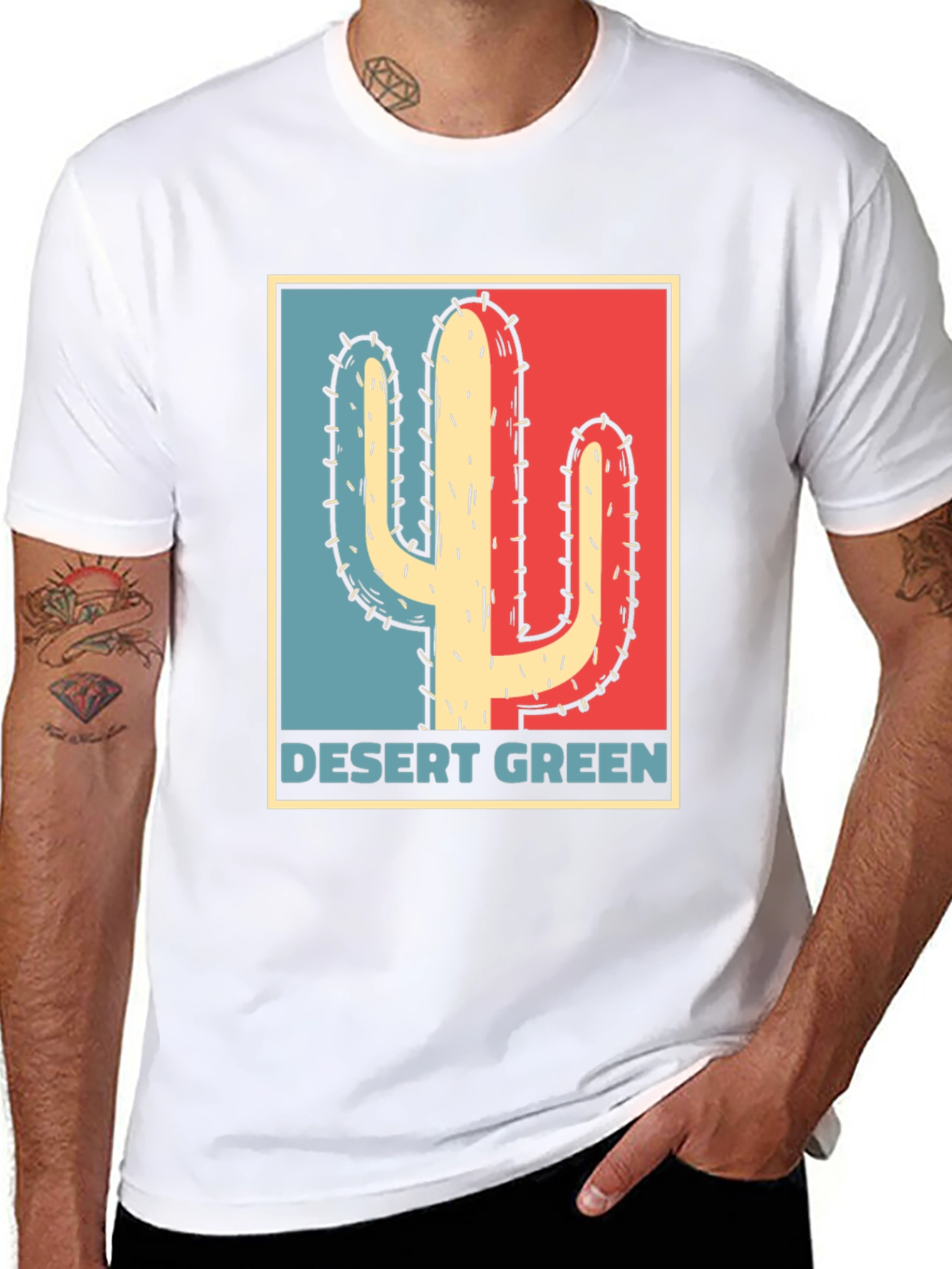 Desert Green Cactus T-Shirt - Retro Graphic Tee