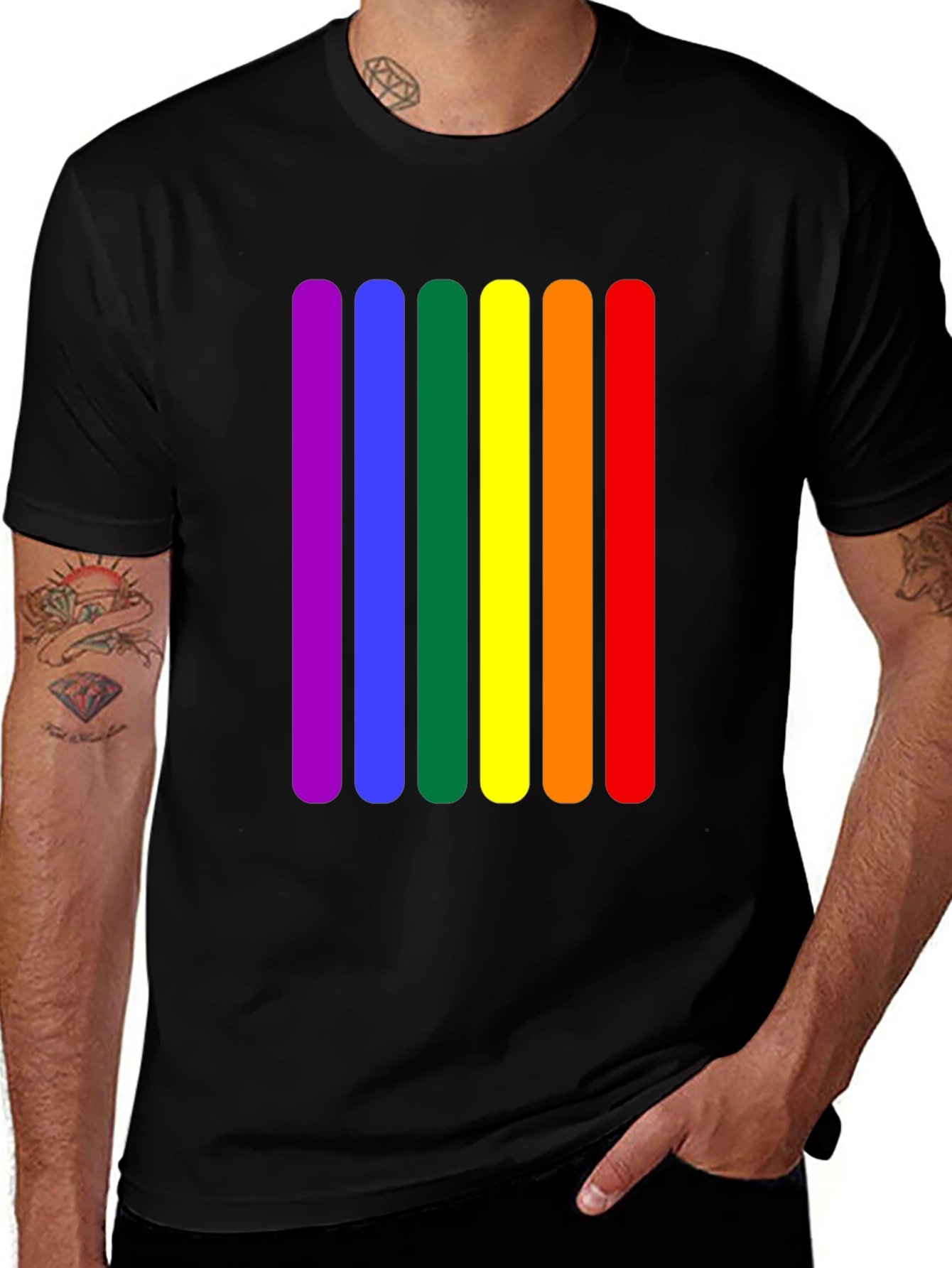 Rainbow Stripe Graphic Tee - Pride Fashion