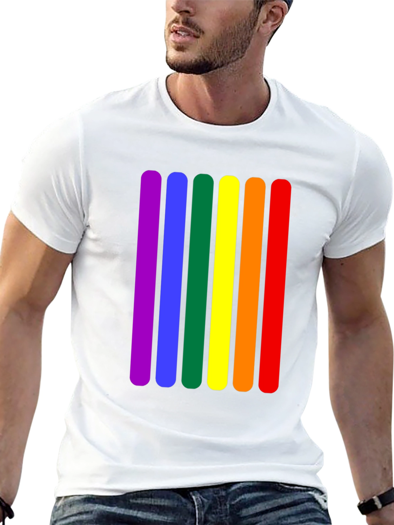 Rainbow Stripe Graphic Tee - Pride Fashion