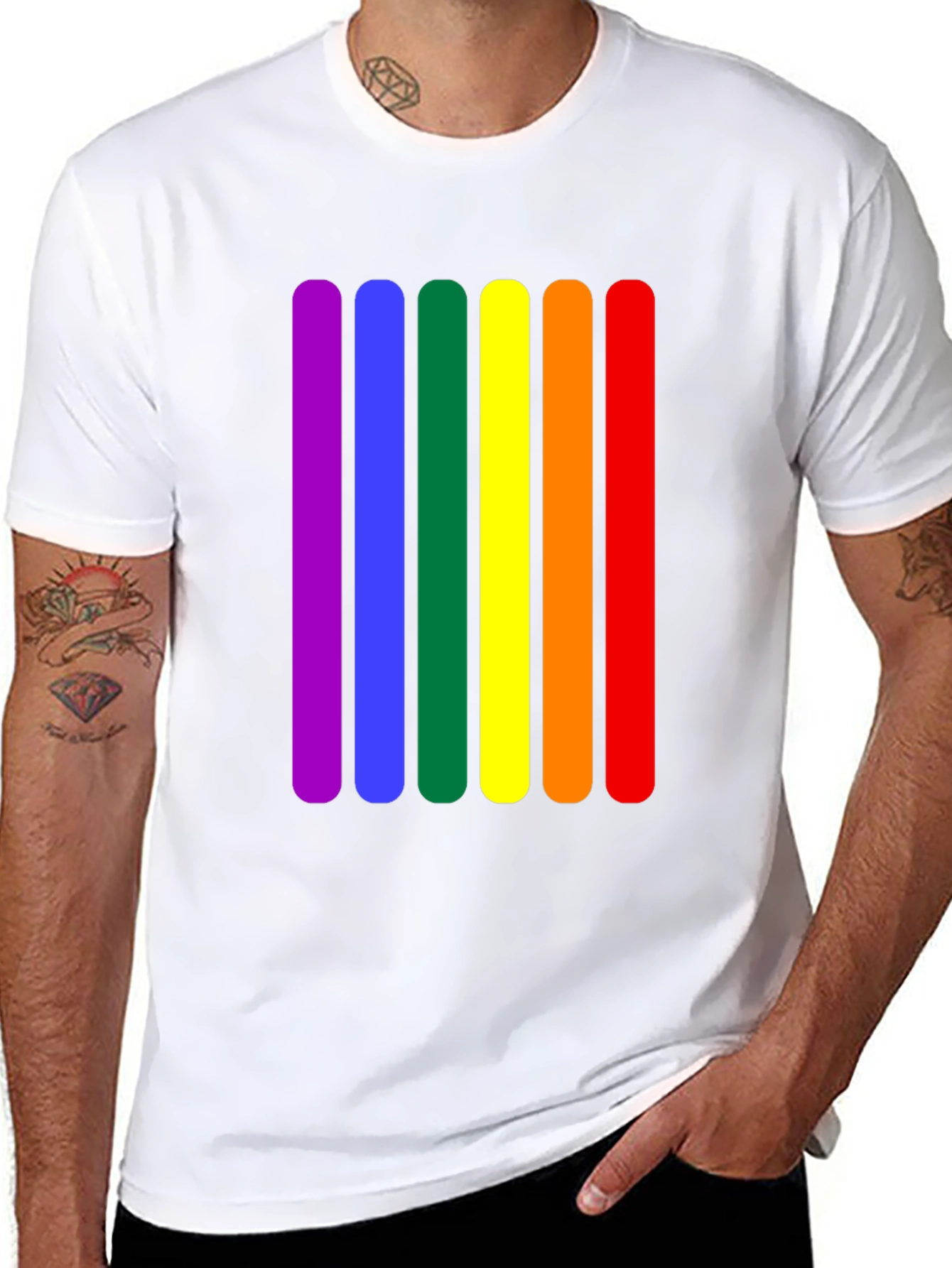 Rainbow Stripe Graphic Tee - Pride Fashion