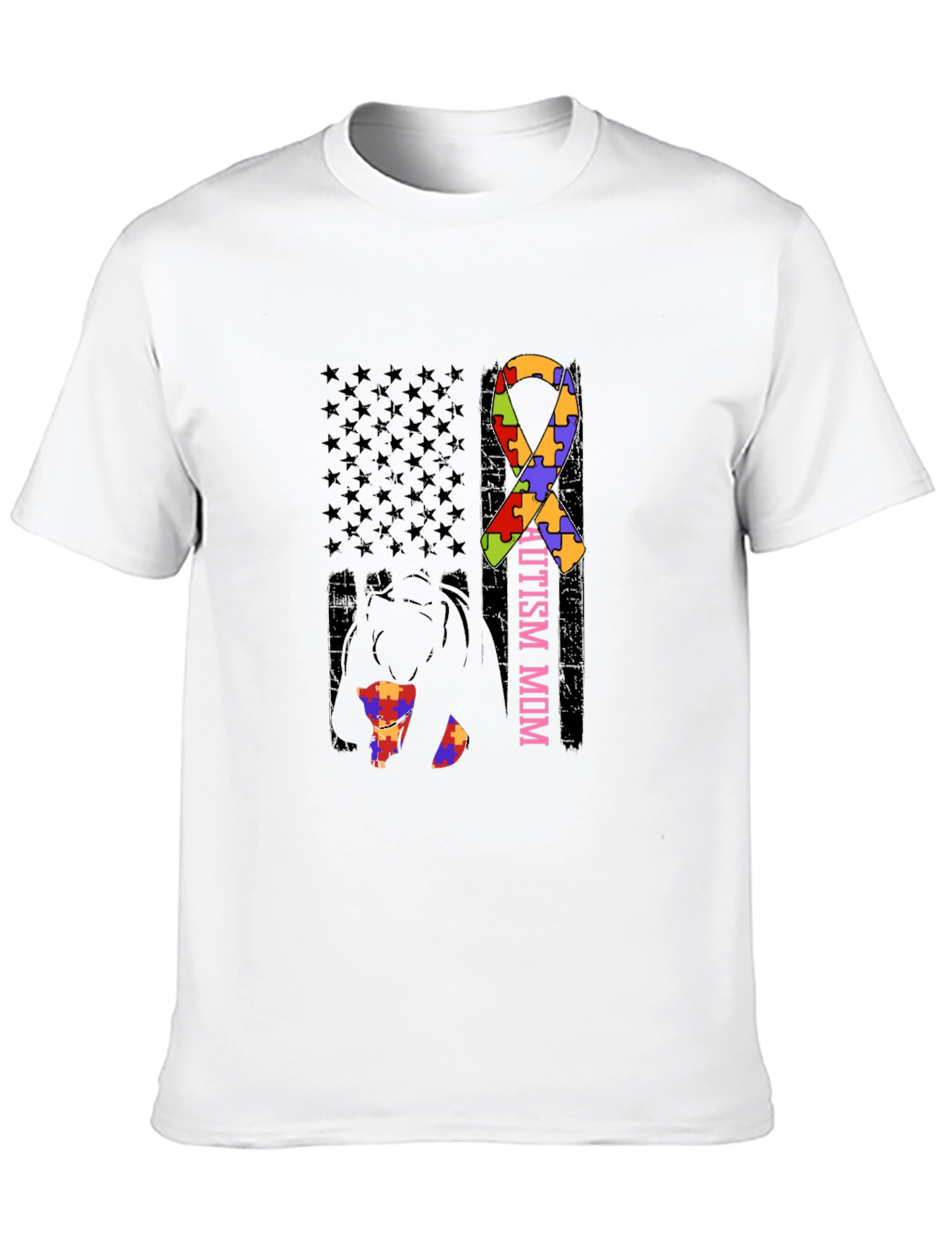 Autism Mom Puzzle Ribbon T-Shirt