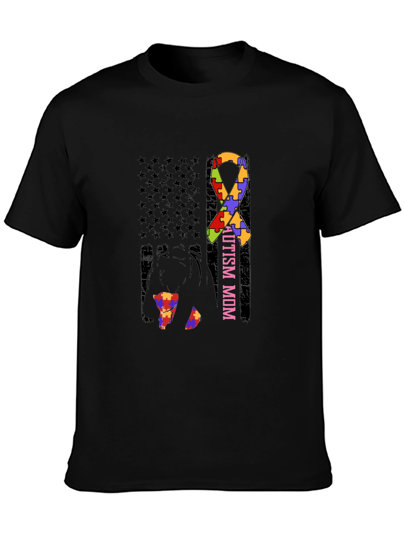 Autism Mom Puzzle Ribbon T-Shirt