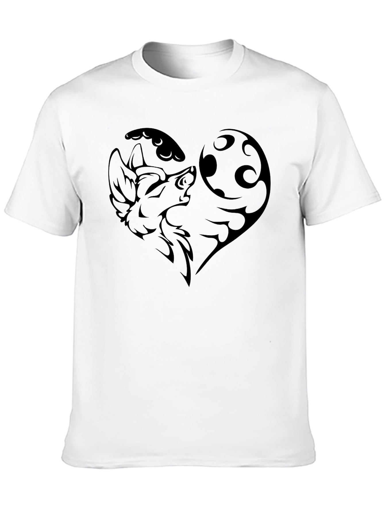 Wolf Moon Heart Graphic Tee - Black Cotton Blend