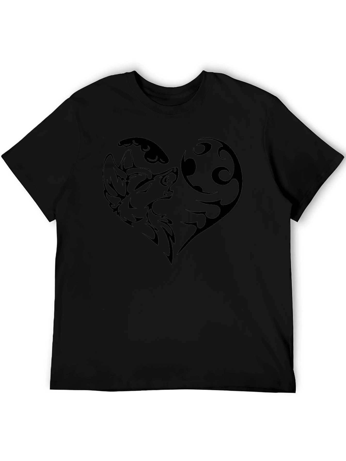 Wolf Moon Heart Graphic Tee - Black Cotton Blend