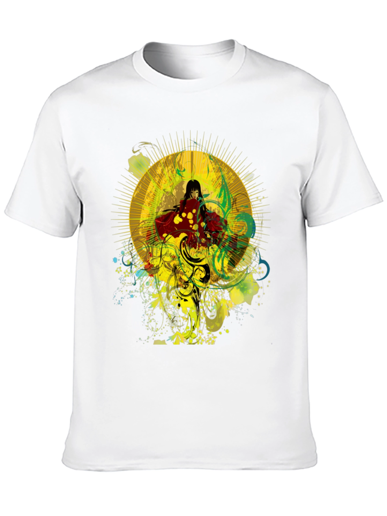 Anime Girl Graphic Print Black Cotton T-Shirt