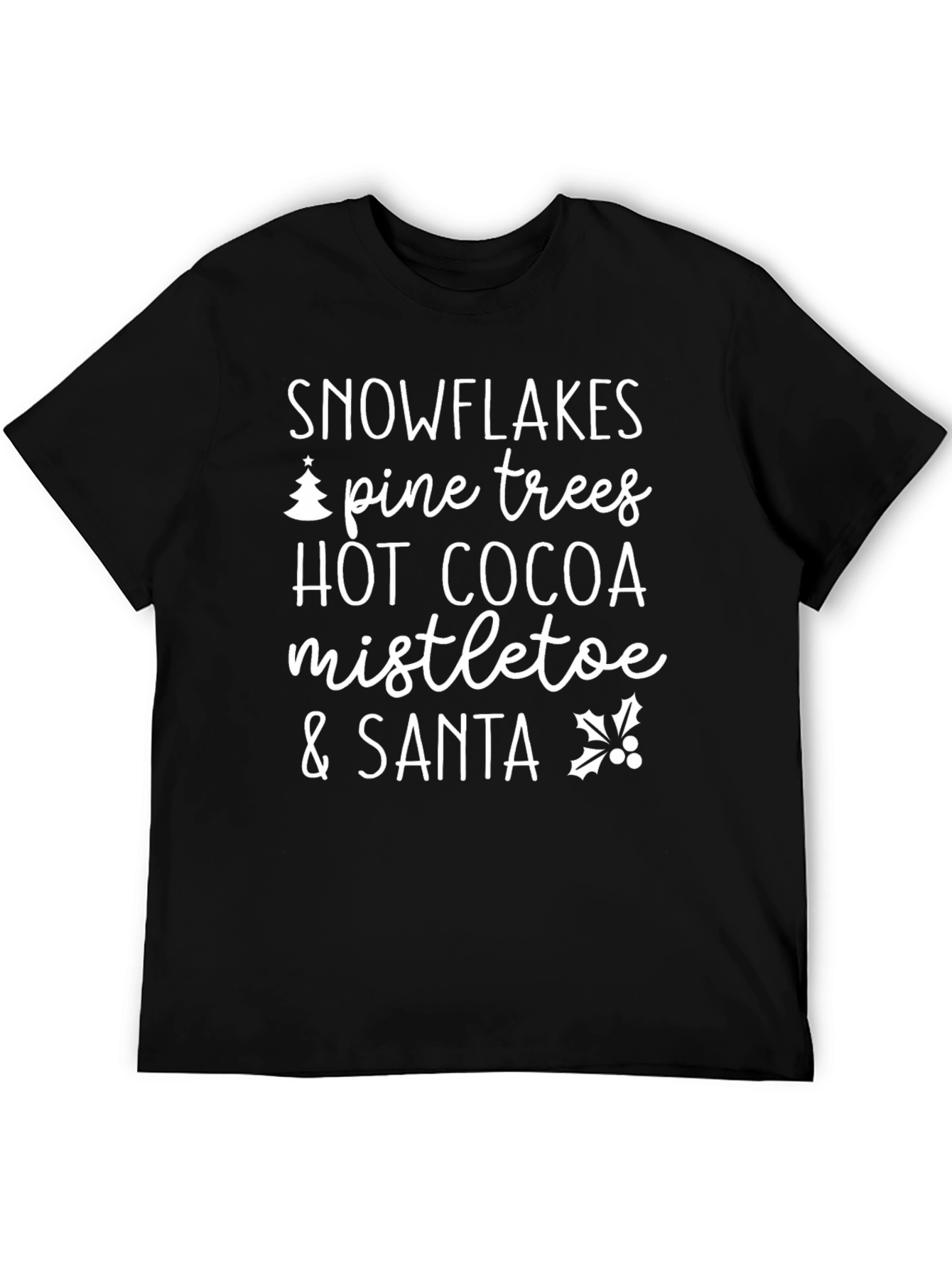 Snowflakes Pine Trees Hot Cocoa Christmas T-Shirt