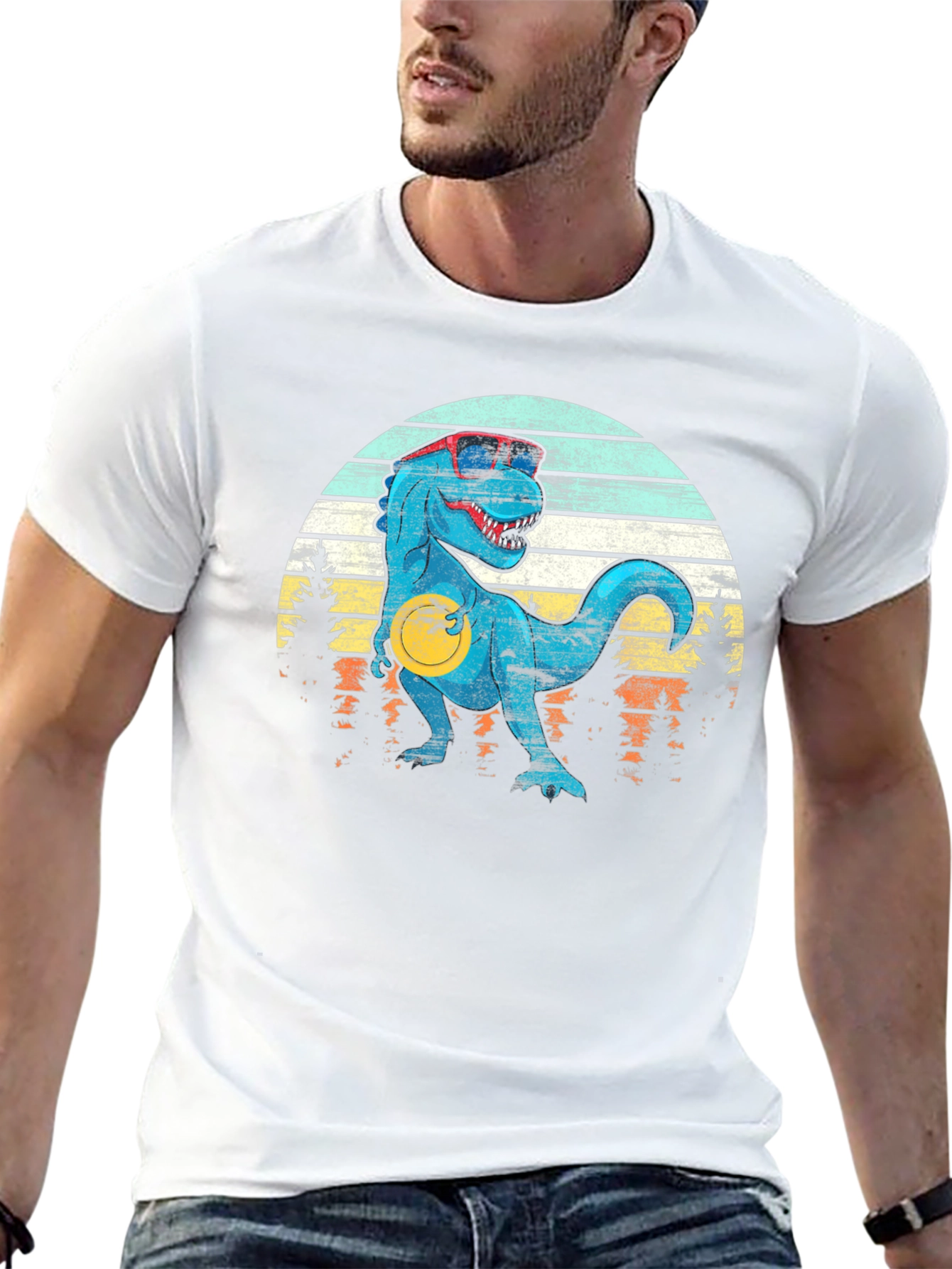 Retro Dinosaur T-Shirt with Sunglasses