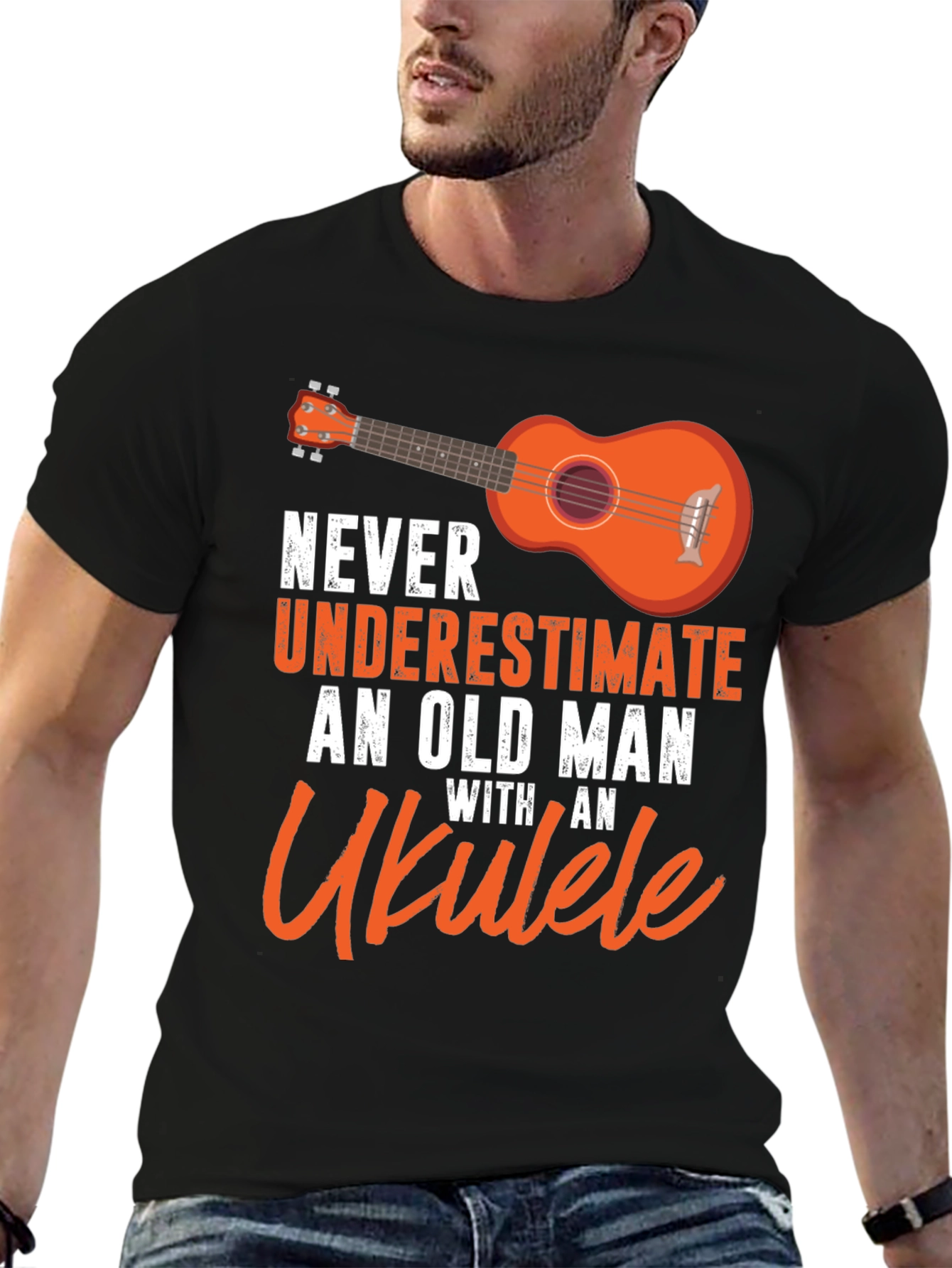 Ukulele Old Man T-Shirt - Music Lover Gift