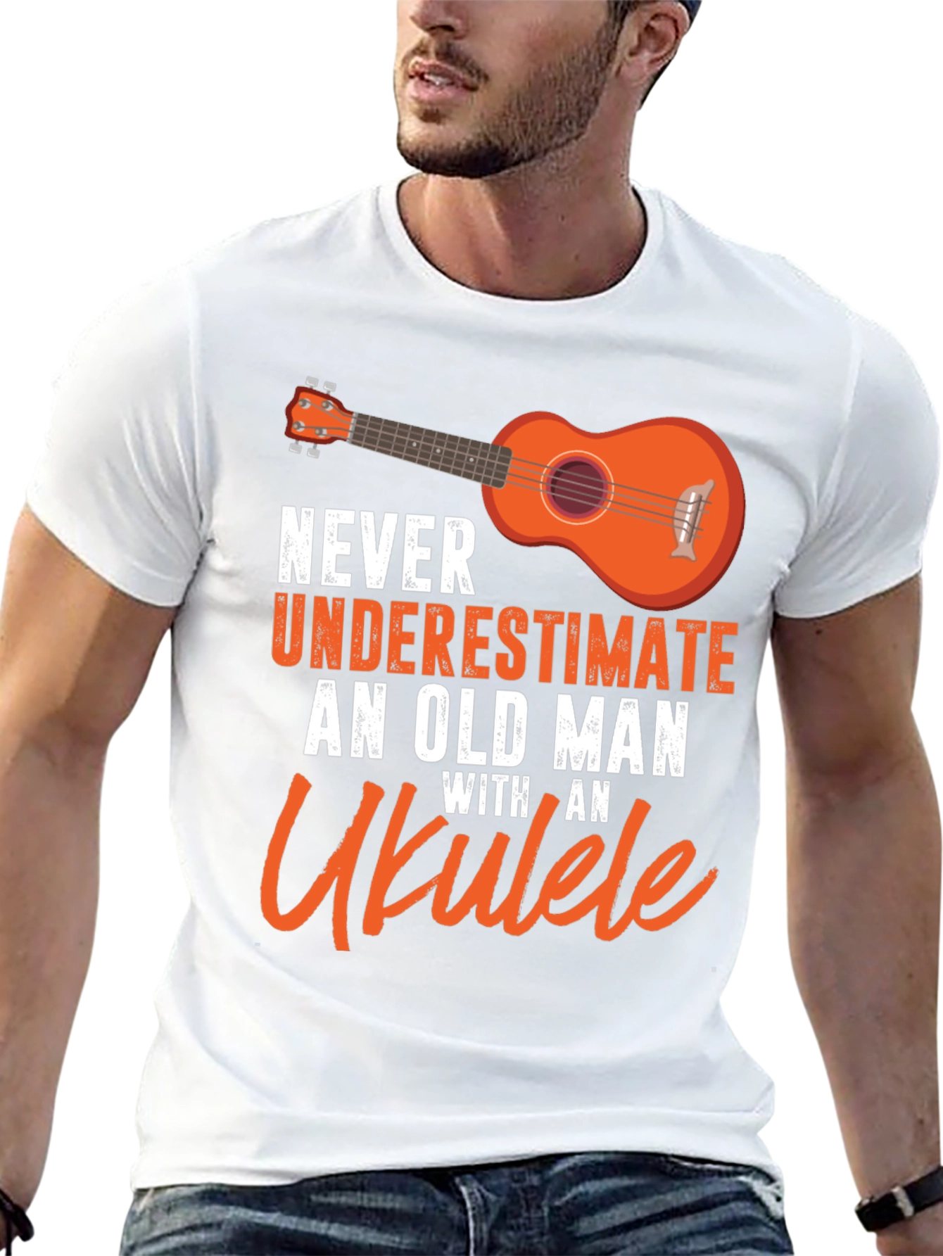 Ukulele Old Man T-Shirt - Music Lover Gift