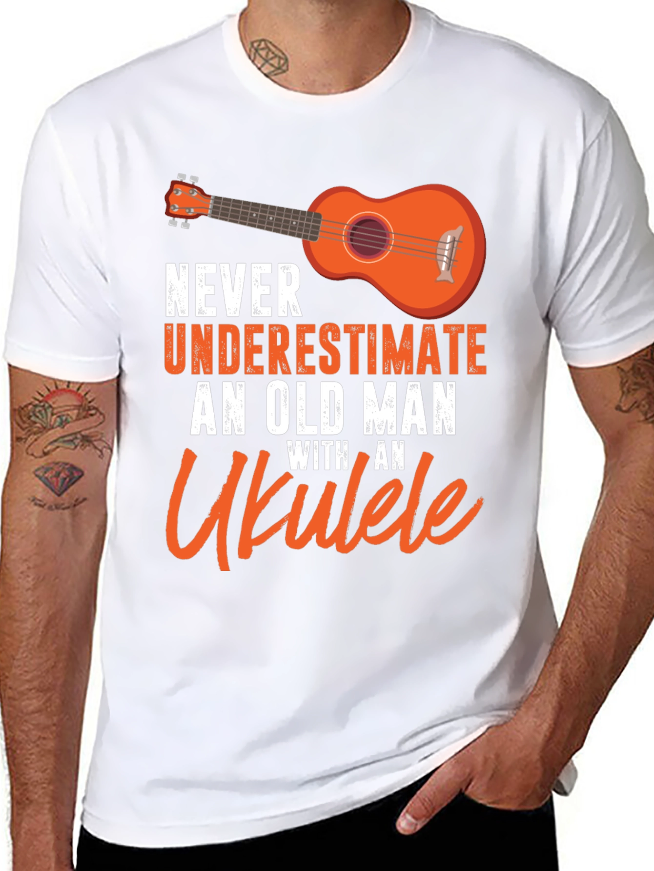 Ukulele Old Man T-Shirt - Music Lover Gift