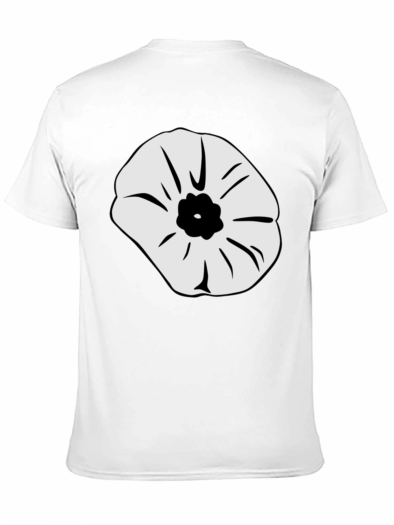 Black T-Shirt with White Flower Design