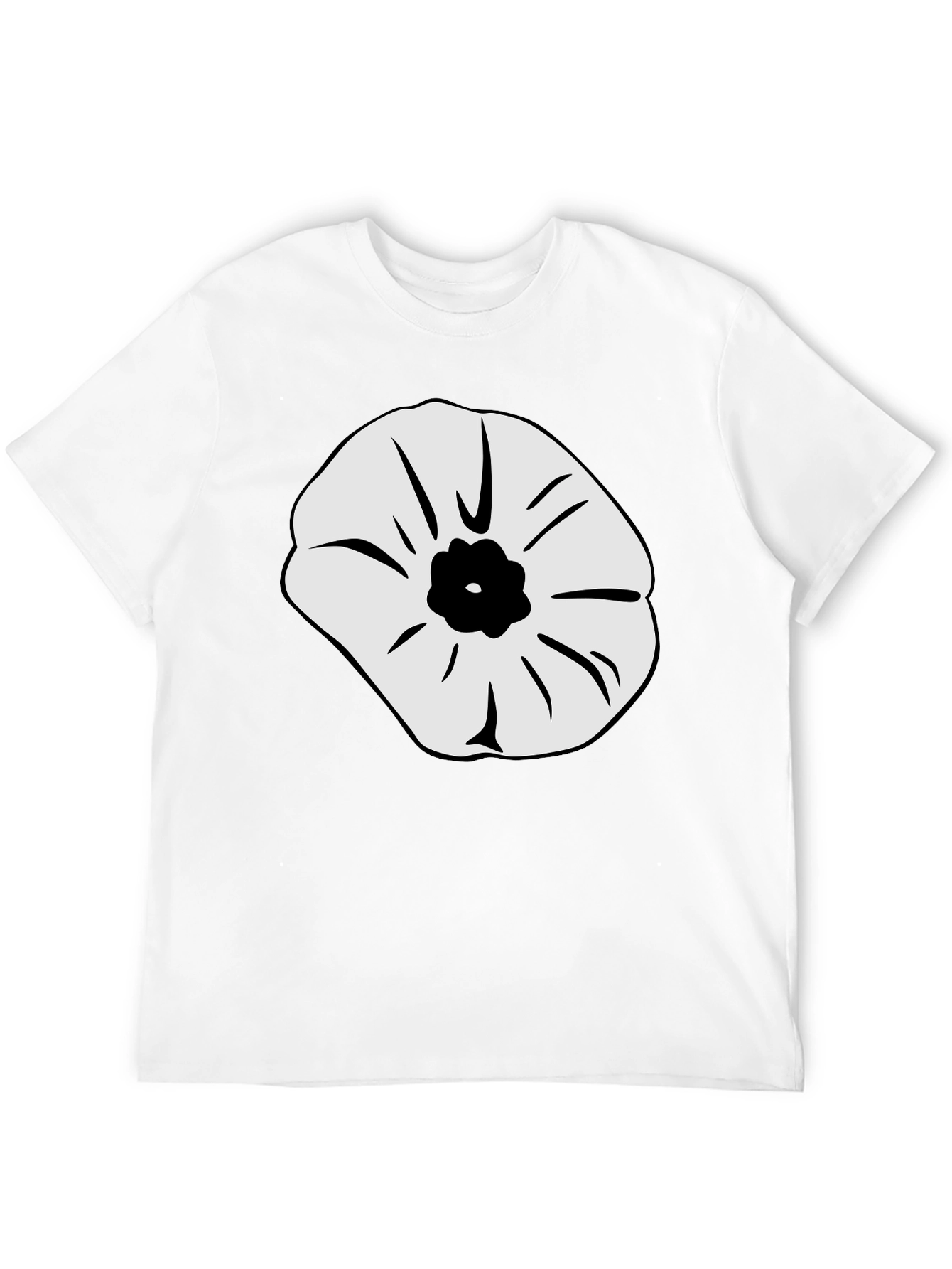 Black T-Shirt with White Flower Design